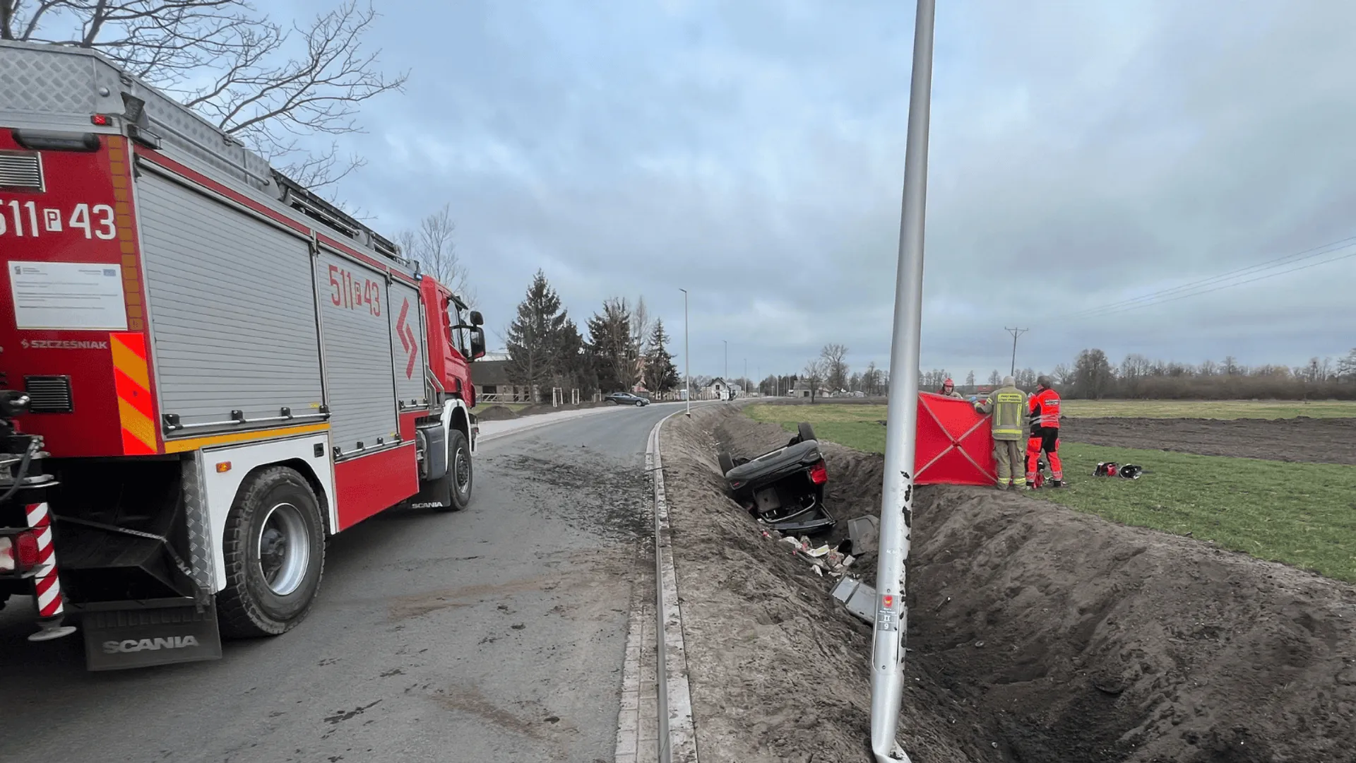 Wypadek, fot. KP PSP Nowy Tomyśl