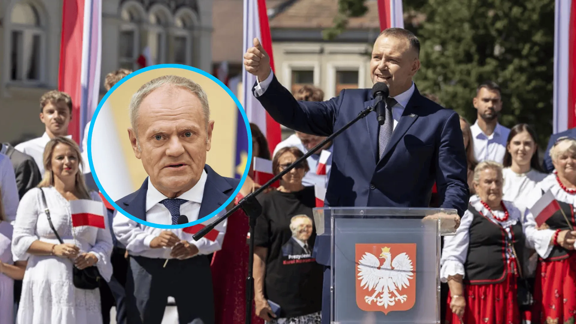 Karol Nawrocki w Skawinie, Donald Tusk (w kółku)