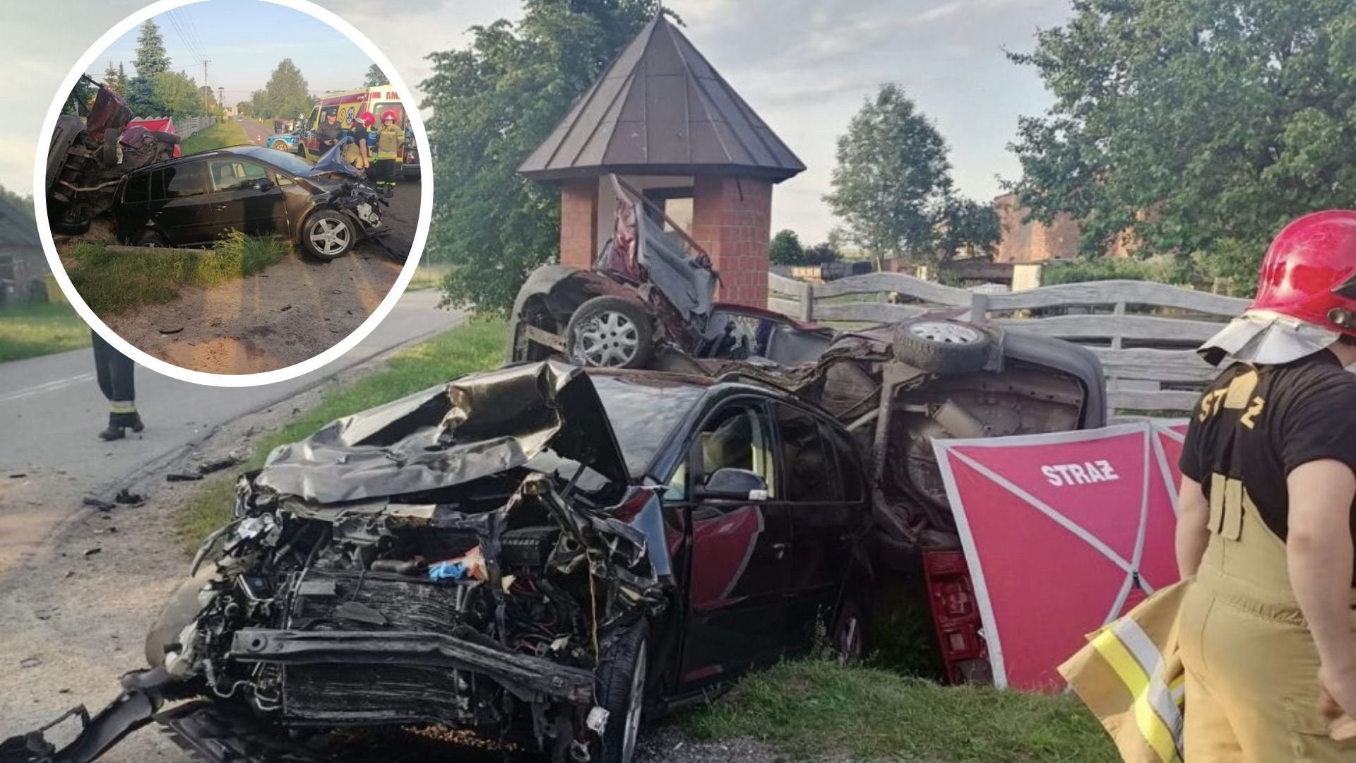 Śmiertelny wypadek w Bujnach Szlacheckich, kierowca uderzył w kapliczkę