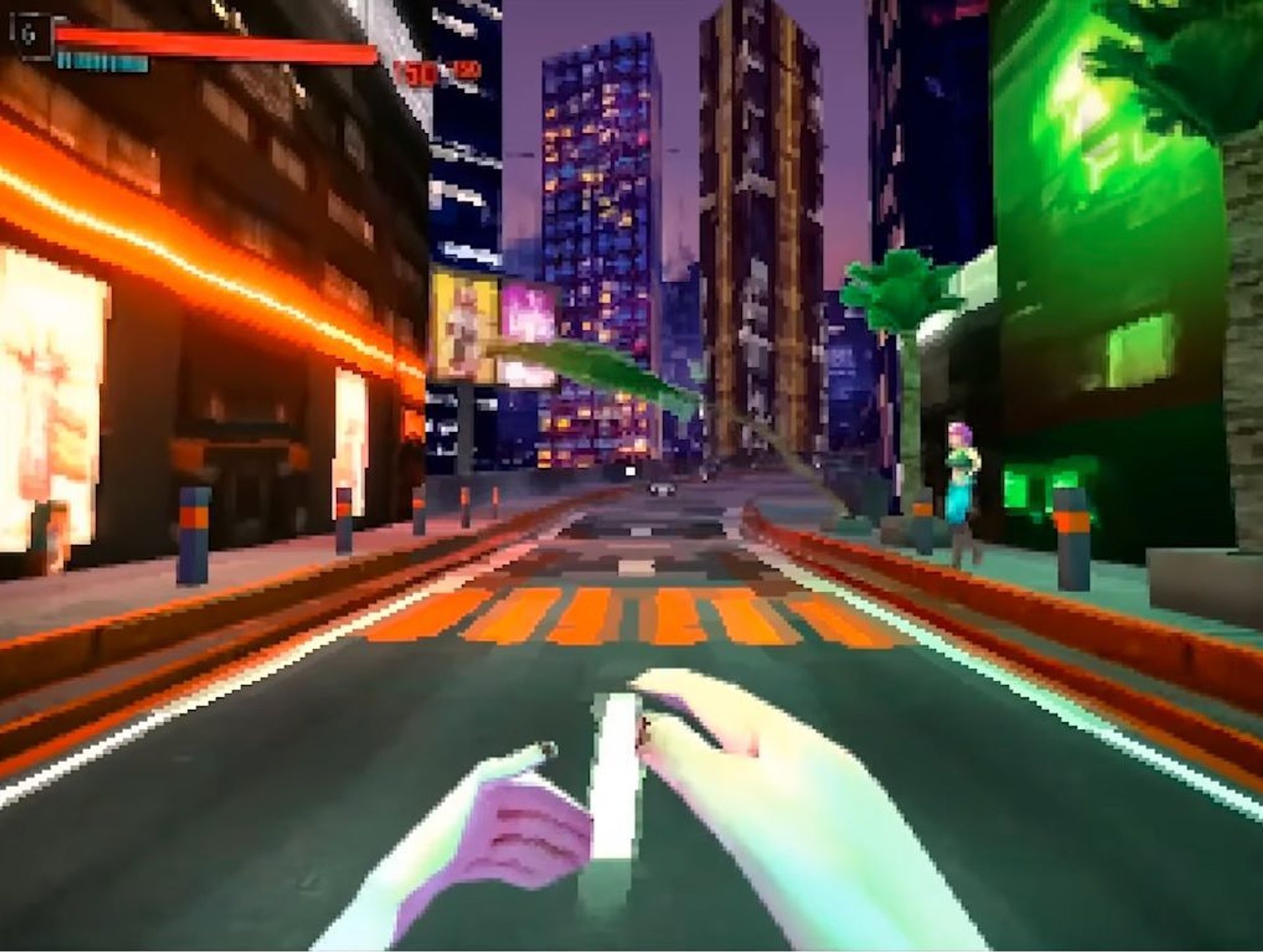 Screen z satyrycznego przeniesienia Cyberpunka 2077 na PlayStation 1