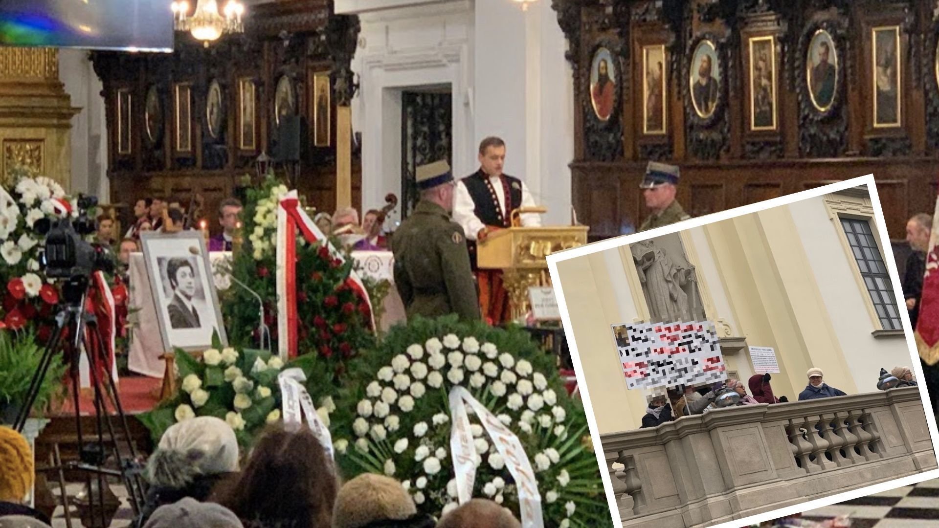Pogrzeb Jerzego Połomskiego. Pod kościołem odbyła się manifestacja, oburzające