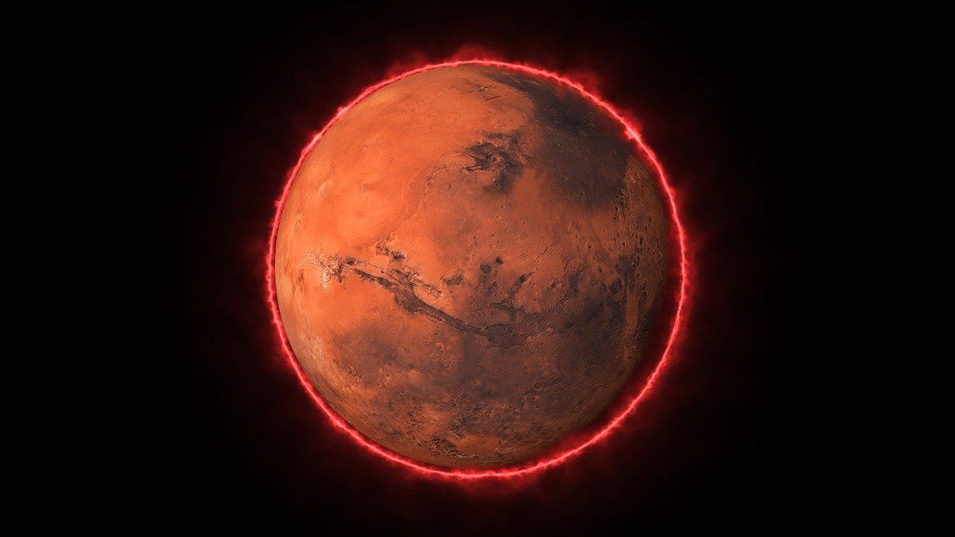 Mars otoczony czerwoną obwódką.