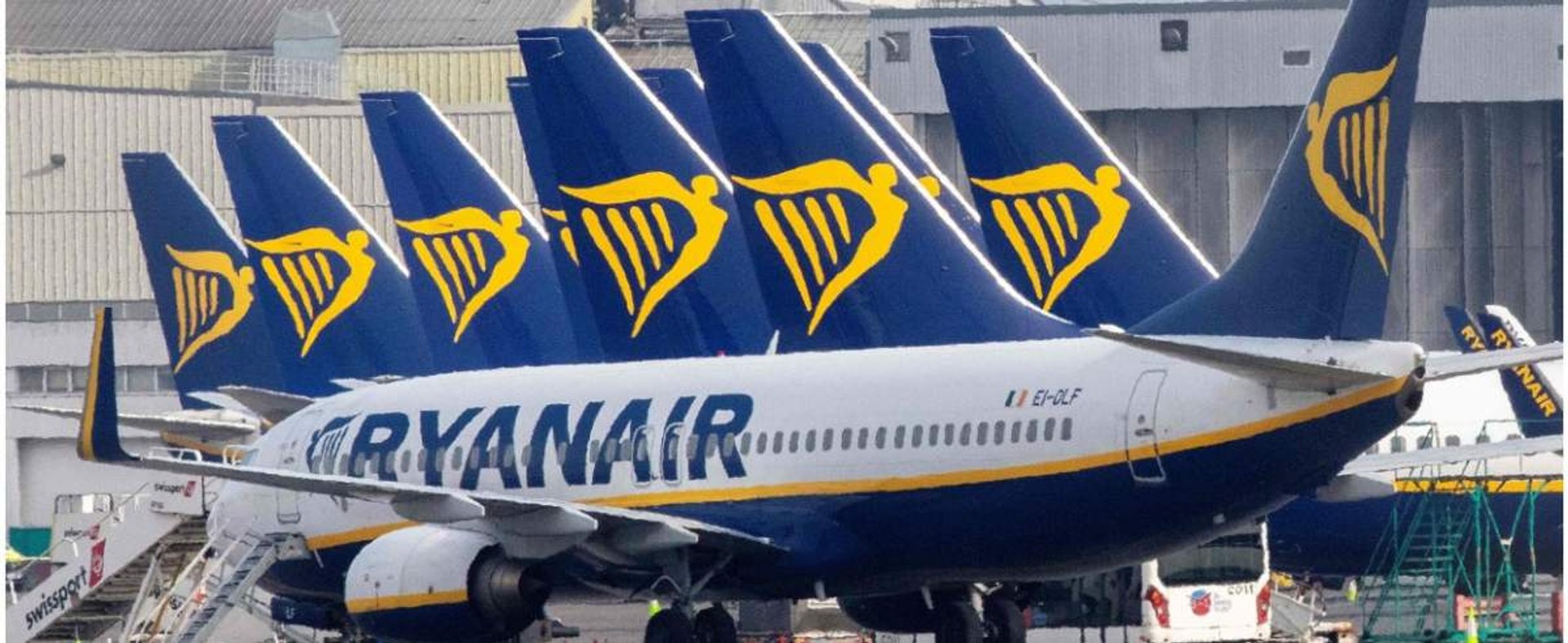 (FILES)This file photograph taken on March 23, 2020, shows Ryanair passenger aircraft on the tarmac at Dublin airport. - Irish low-cost carrier Ryanair said May 1, 2020, that it plans to axe up to 3,000 pilot and cabin crew jobs, with air transport paraly