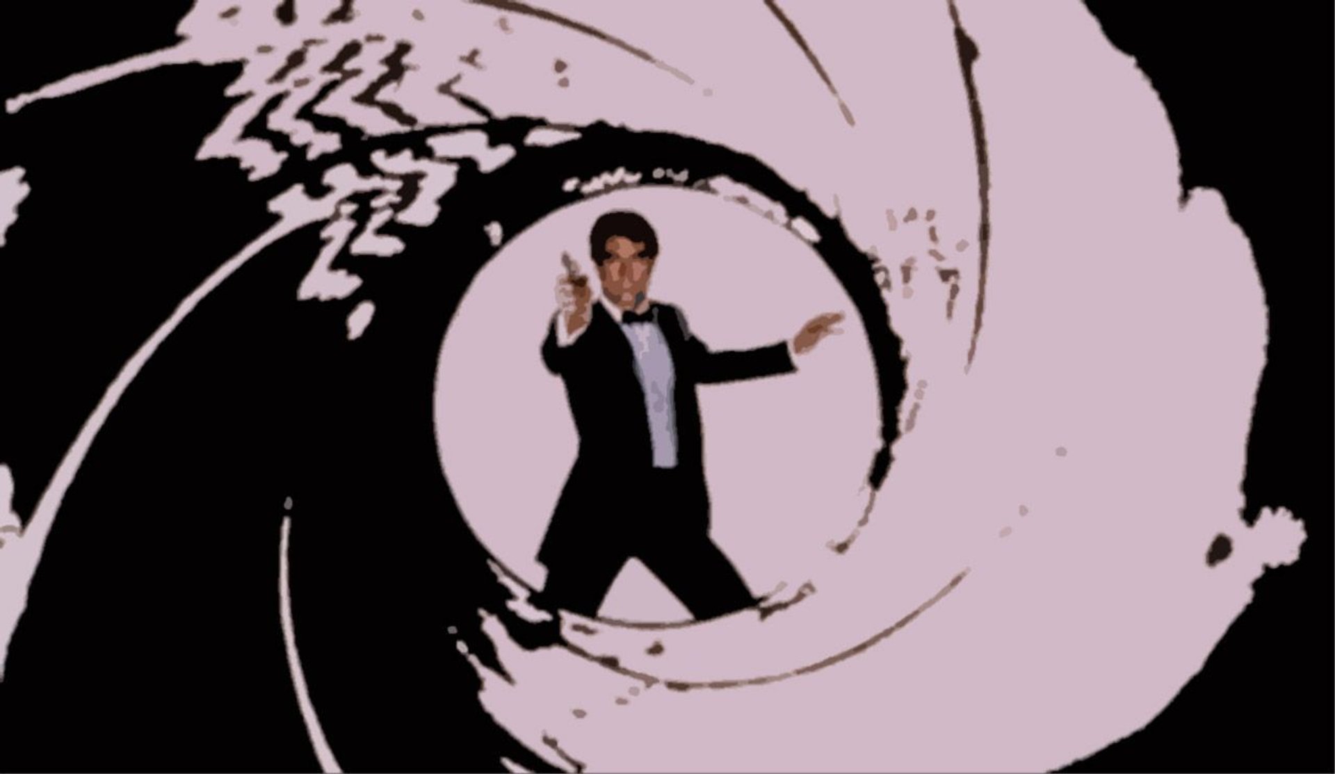 James Bond w klasycznym widoku lufy z pistoletu.