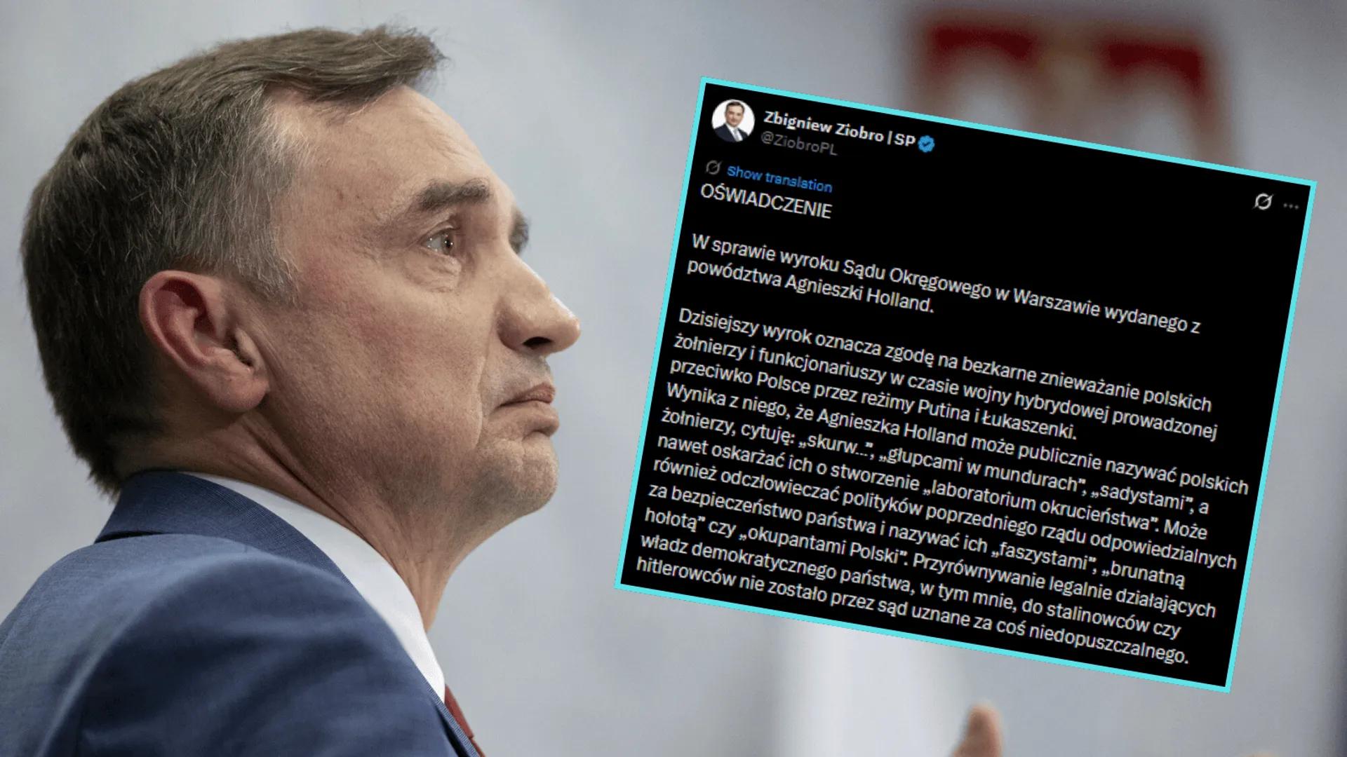 Wściekły Zbigniew Ziobro o decyzji warszawskiego sądu