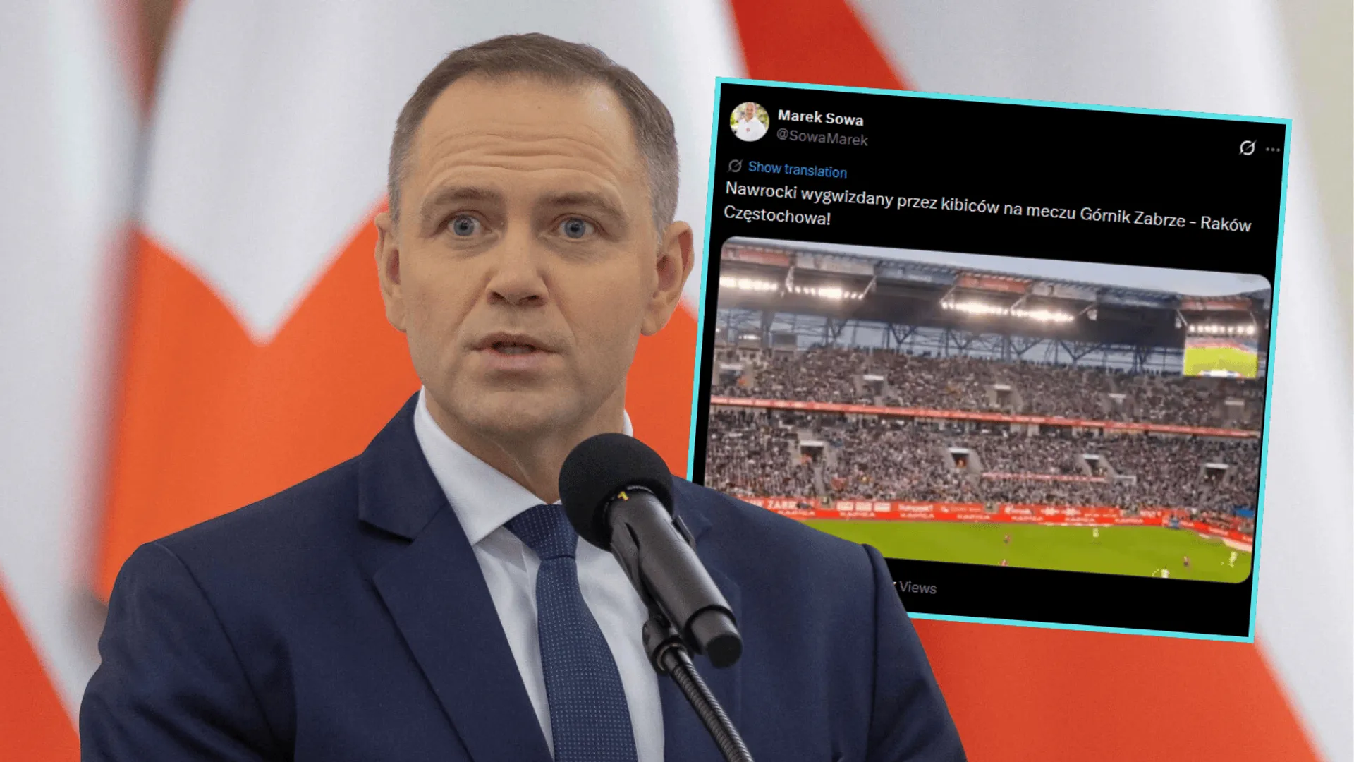 Karol Nawrocki wygwizdany w Zabrzu? Nagranie z meczu dzieli internautów i polityków