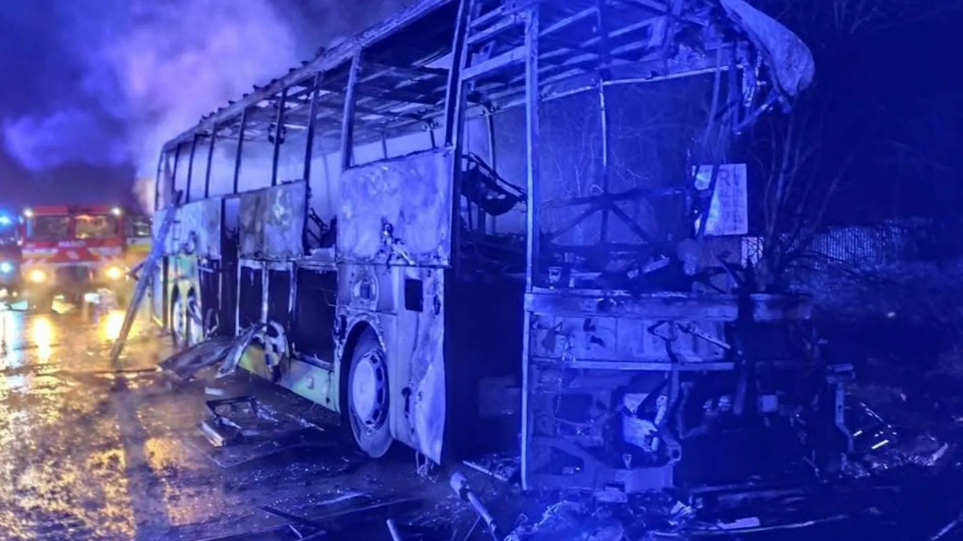 Pożar, autokar, wypadek