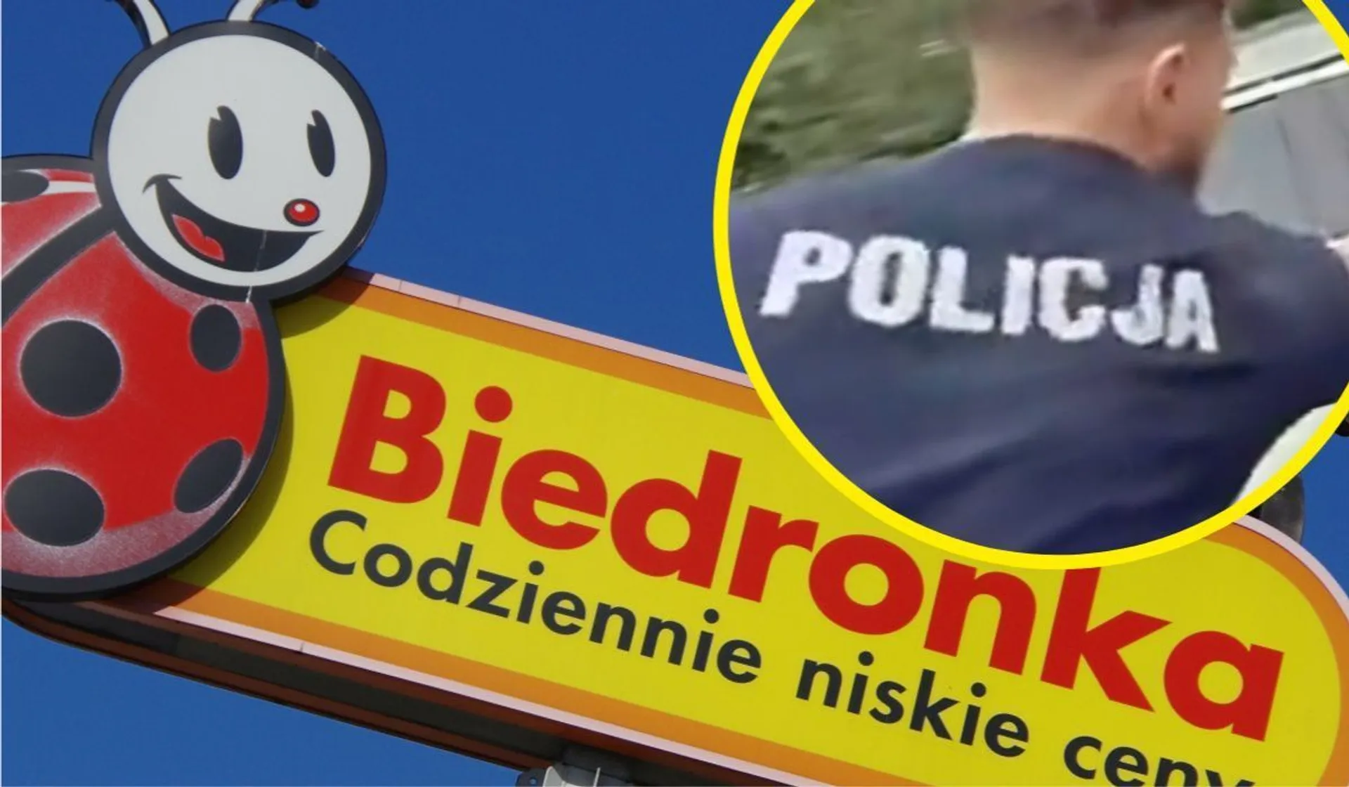 Logo Biedronki i policja