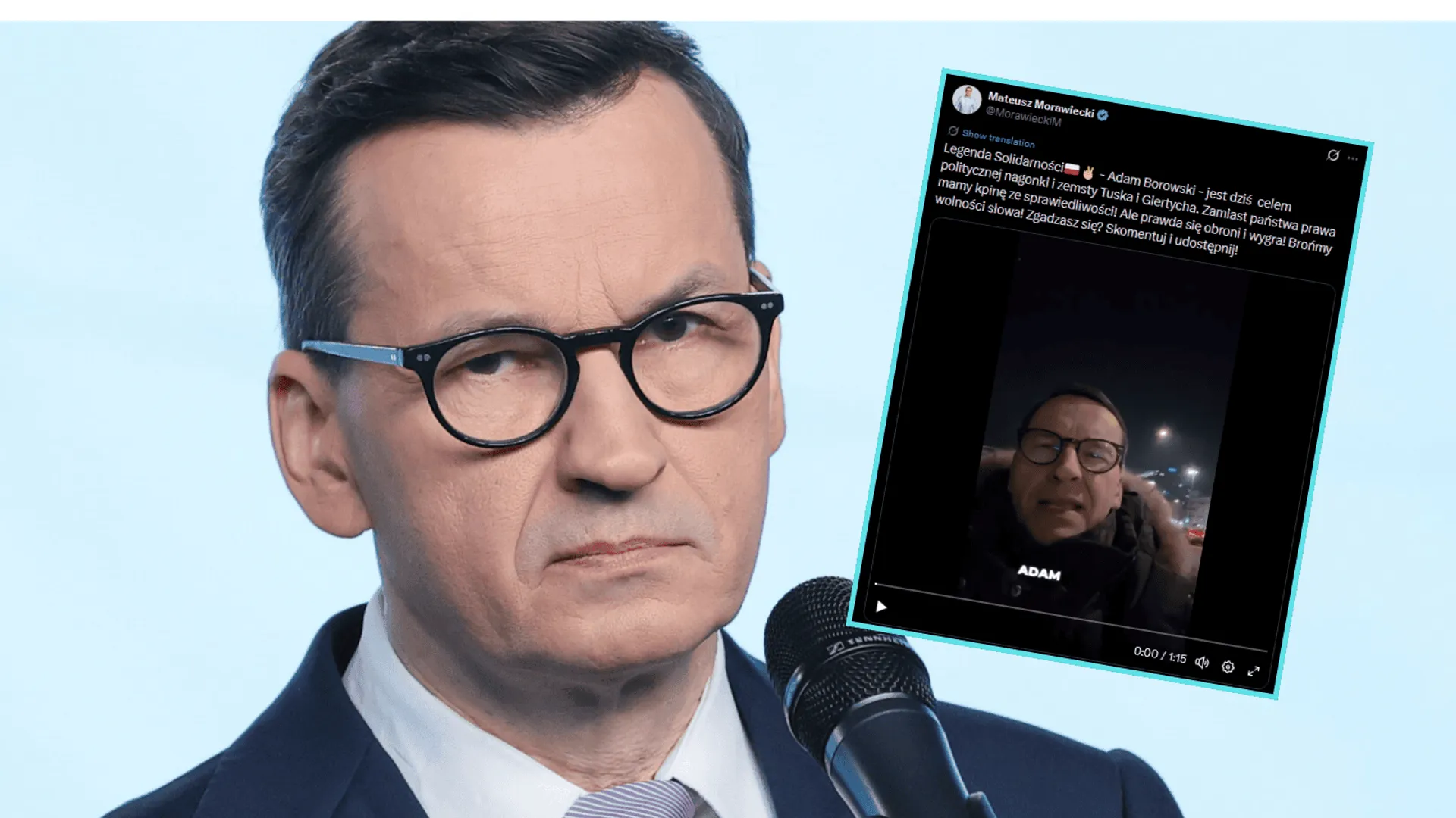 Mateusz Morawiecki uderza w rząd: „Adam Borowski stał się celem politycznej nagonki i zemsty”