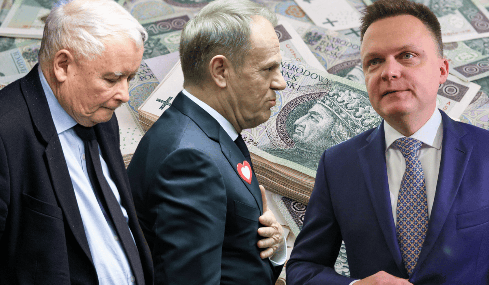 Donald Tusk, Jarosław Kaczyński, Szymon Hołownia