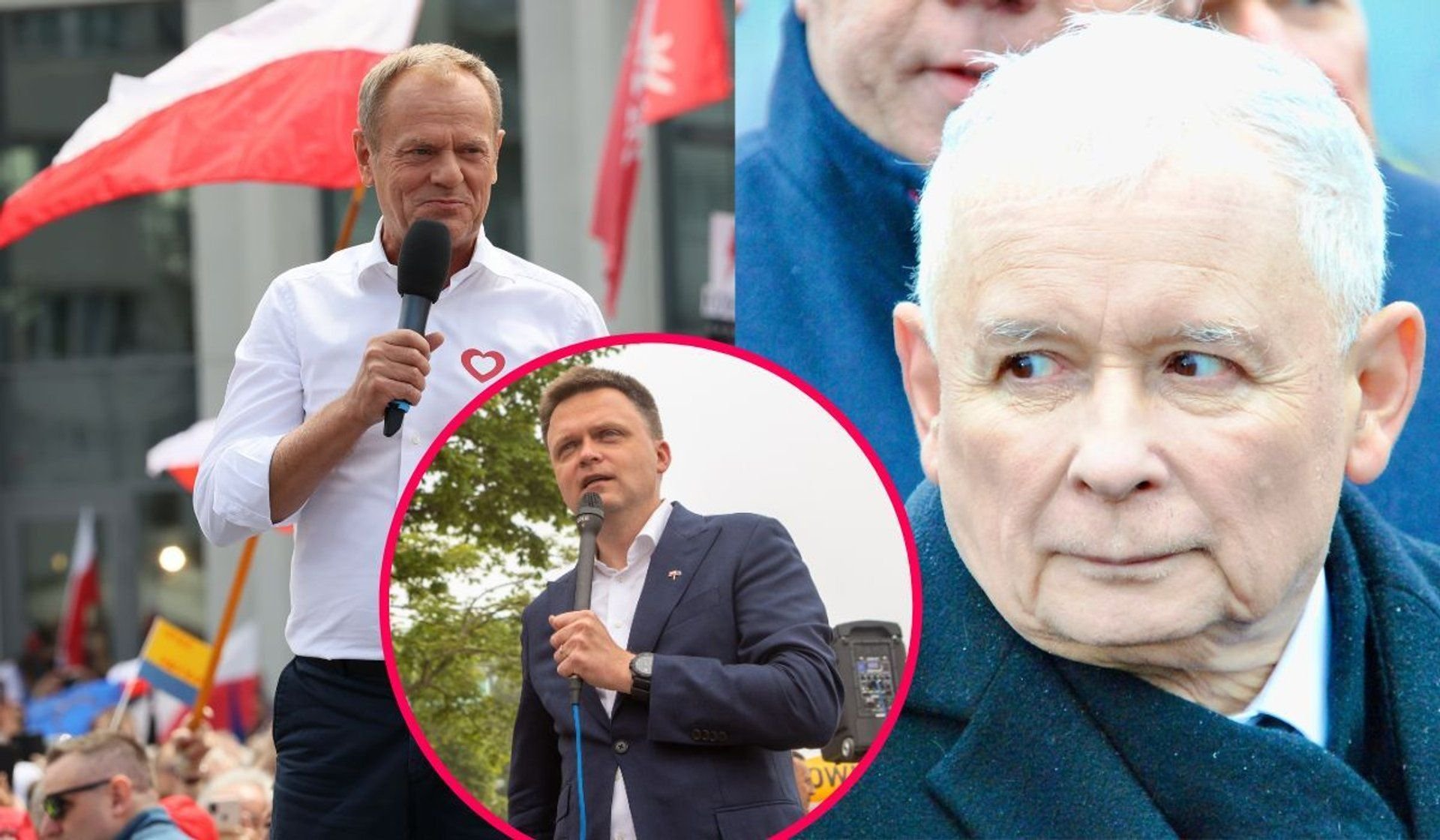 Jarosław Kaczyński Donald Tusk Szymon Hołownia