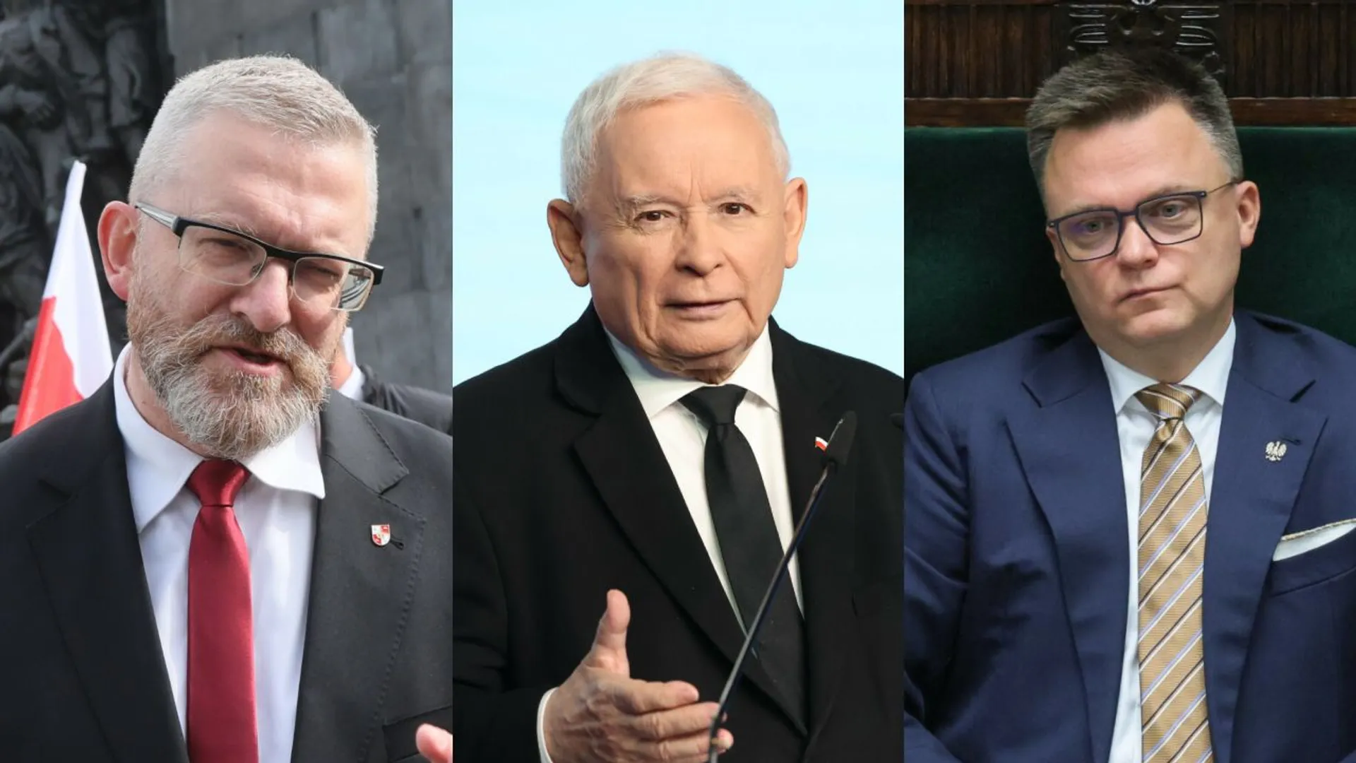 Grzegorz Braun, Jarosław Kaczyński, Szymon Hołownia