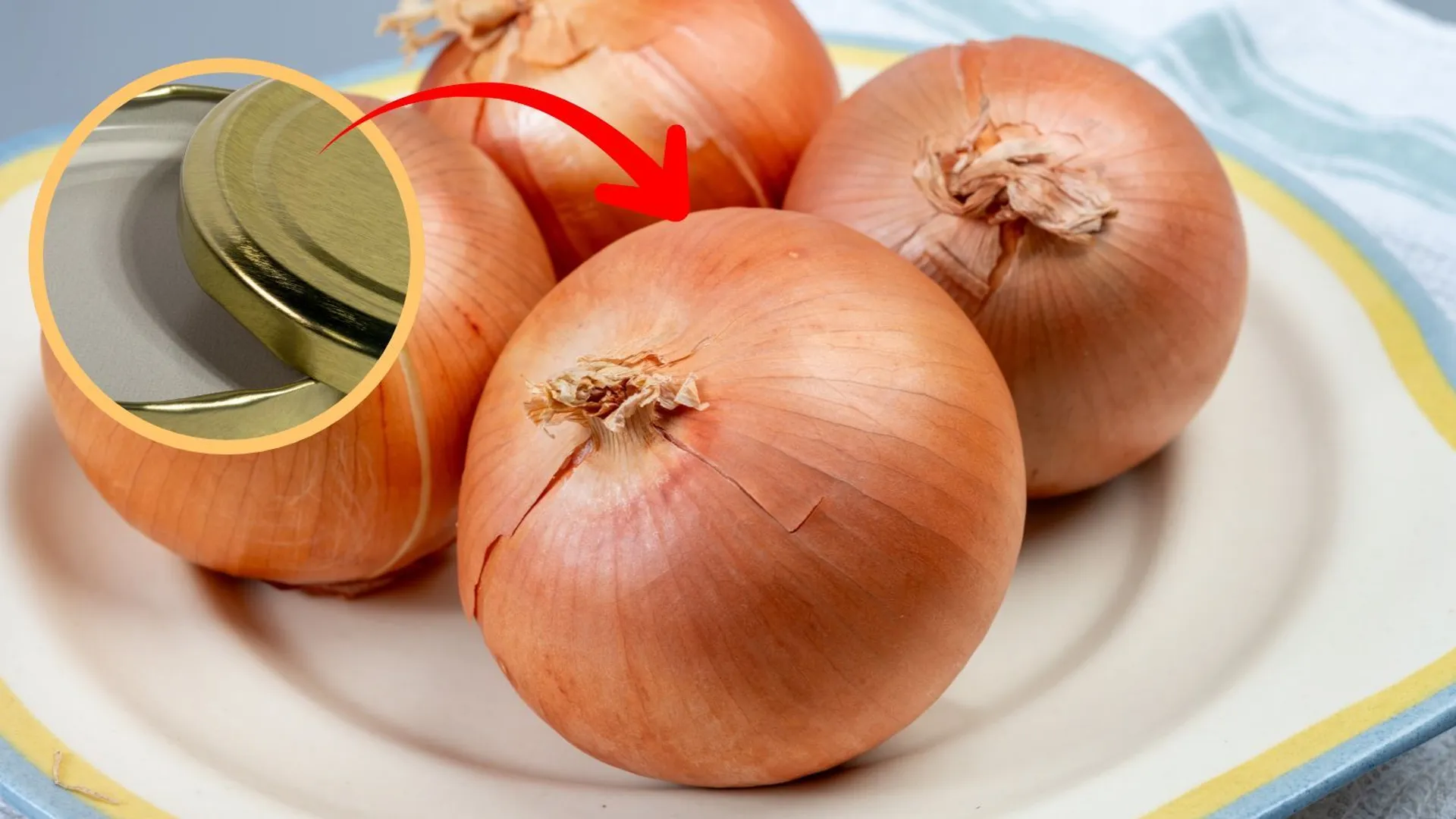 Zakrętka od słoika i cebula