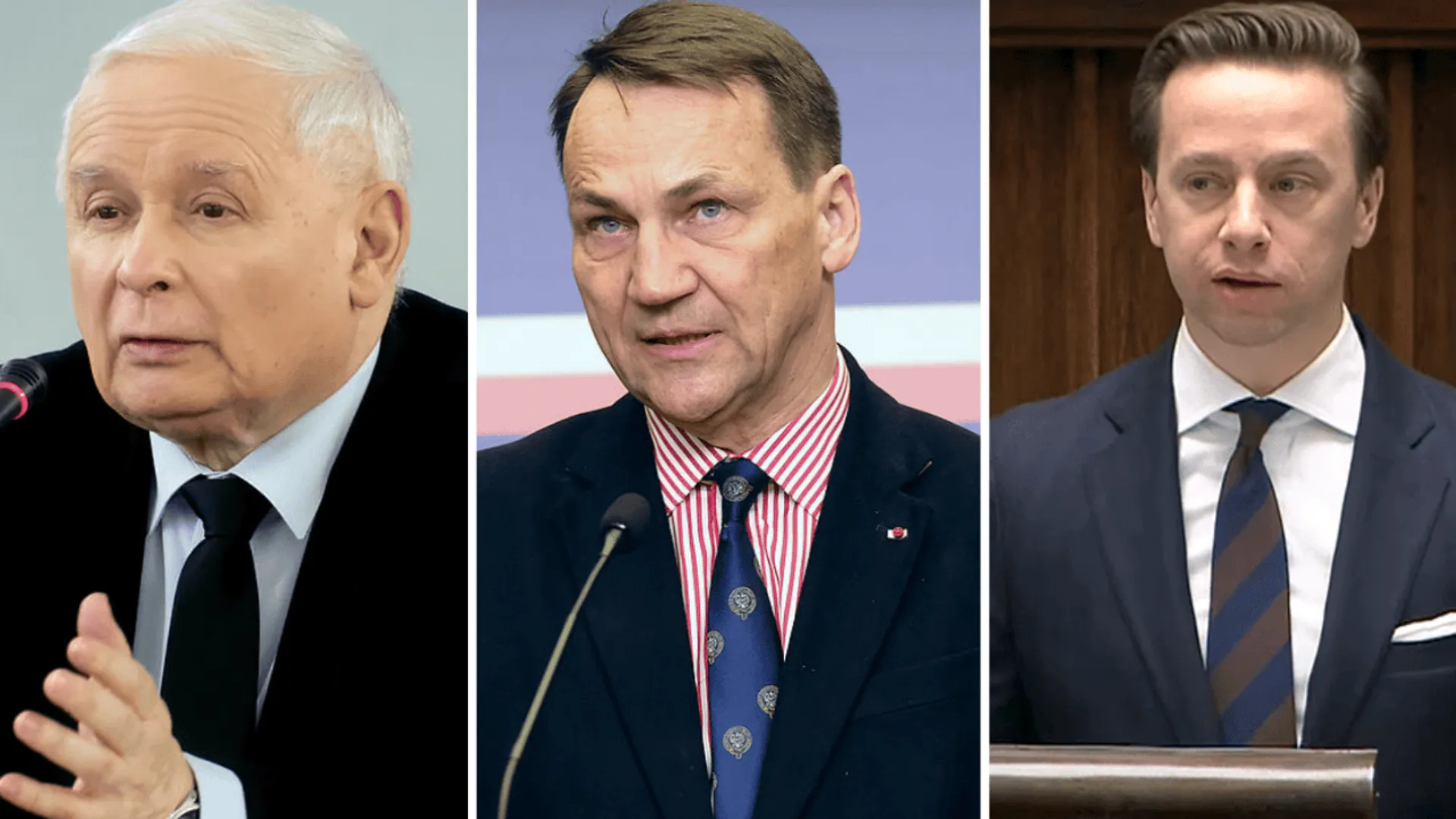 Jarosław Kaczyński, Radosław Sikorski, Krzysztof Bosak