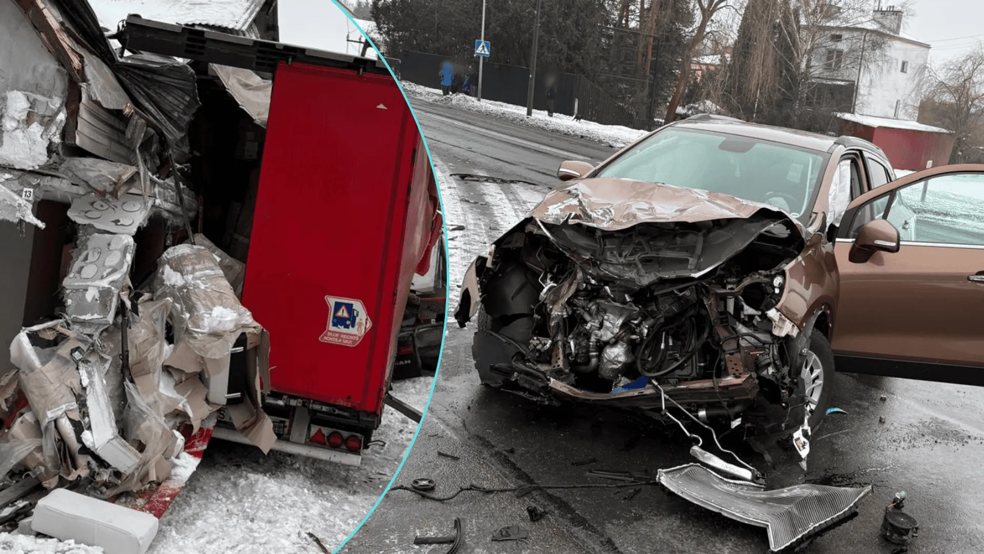 Dramatyczny wypadek na DK73 w Jaśle: Ciężarówka uderzyła w budynek