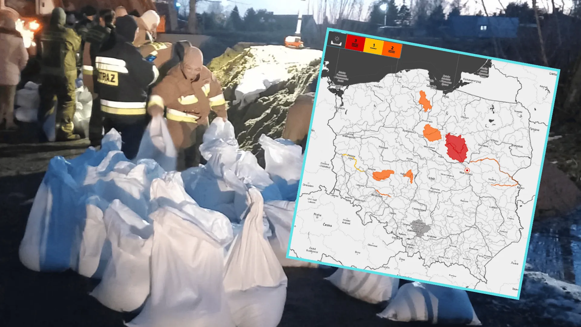 Zator lodowy na Wkrze. Służby i rząd walczą z powodzią na Mazowszu