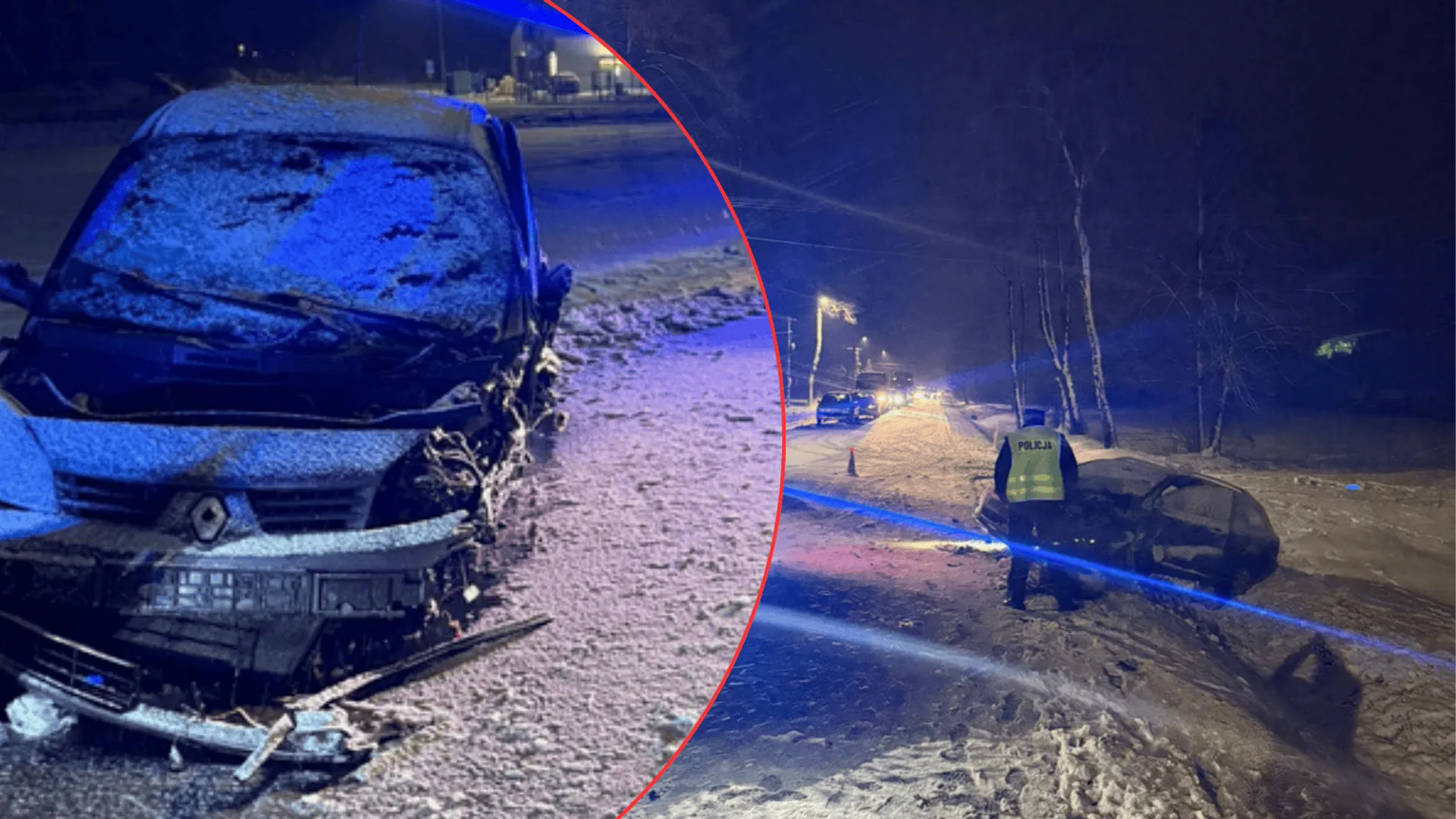 Groźny wypadek w Staroźrebach. Auta w rowie, są ranni