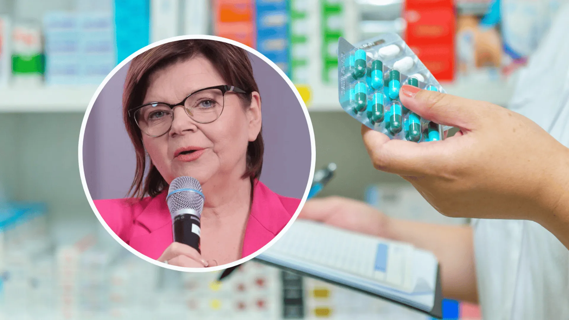 Minister zdrowia Izabela Leszczyna fot. PAP/Rafał Guz, tło: canva