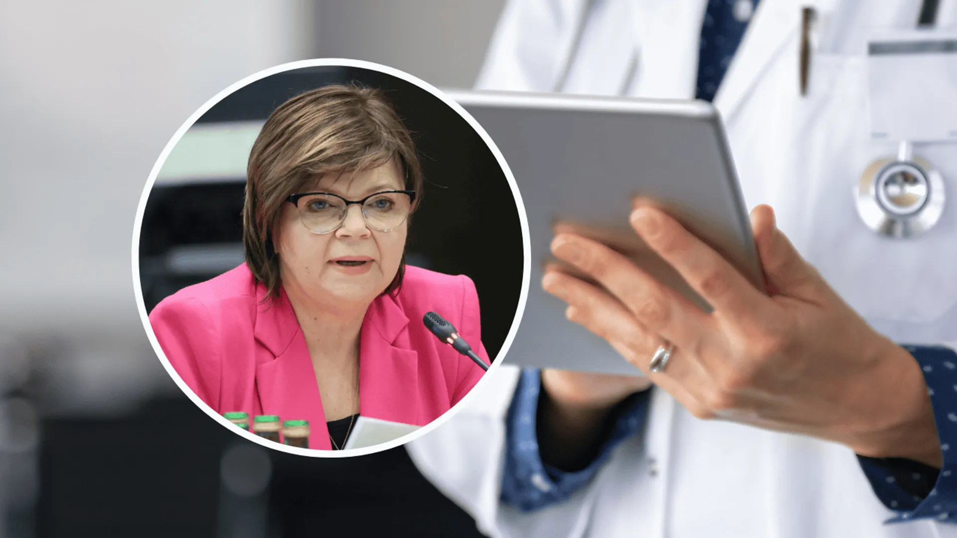 Izabela Leszczyna fot. Paweł Wodzynski / east news, tło canva