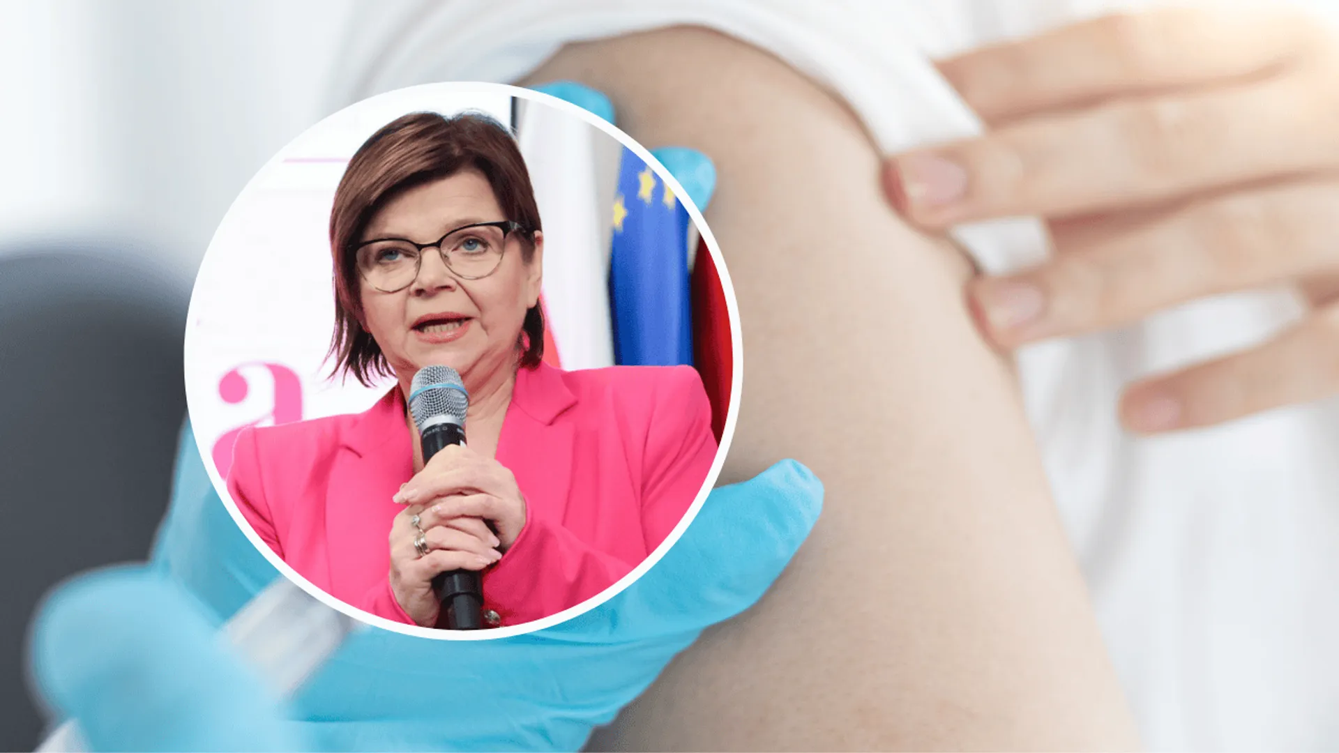 Minister Izabela Leszczyna fot. Pawel Wodzynski / East News, tło: canva