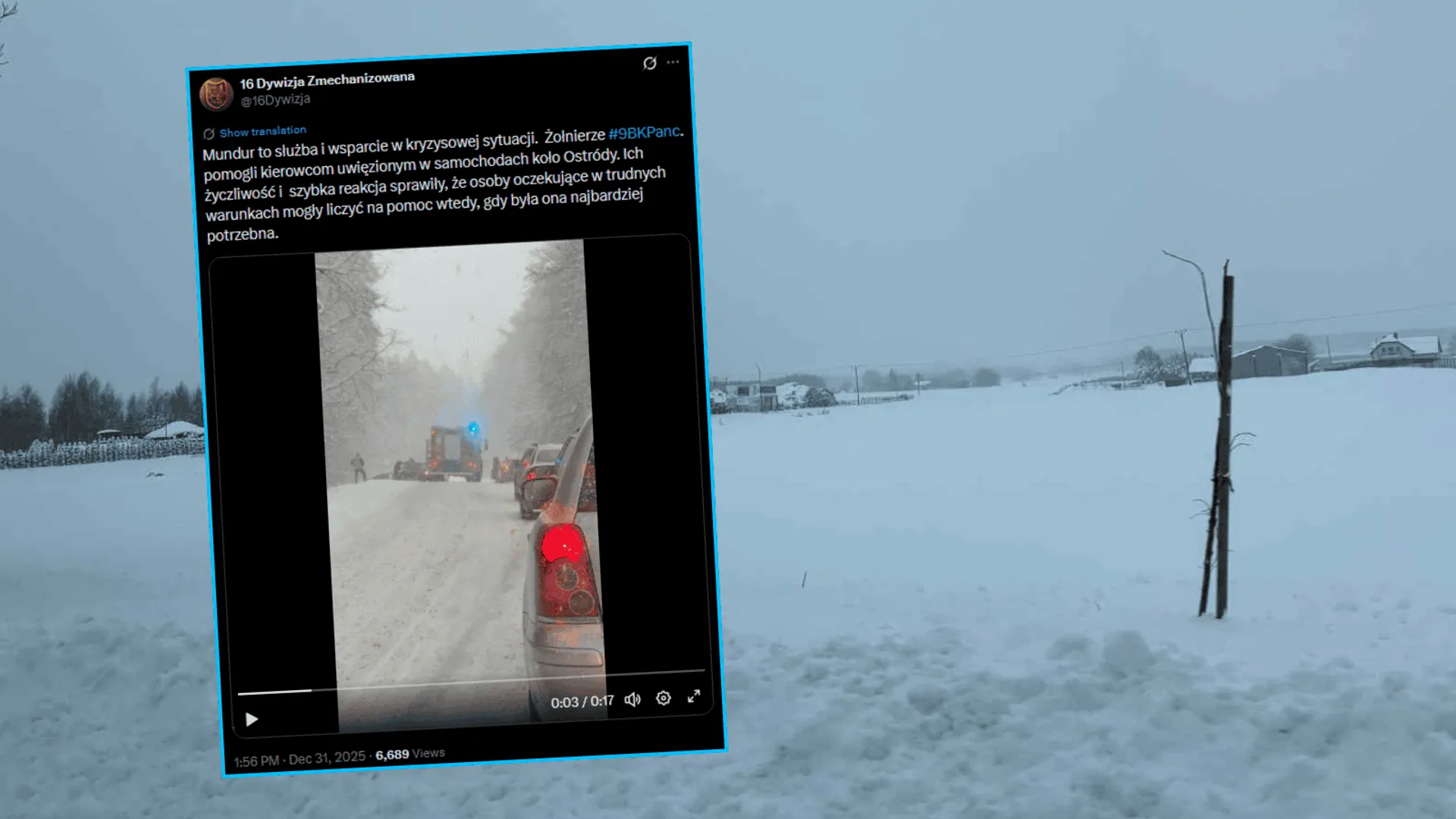 Wojsko na ratunek kierowcom. Akcja 9. Brygady Kawalerii Pancernej pod Ostródą