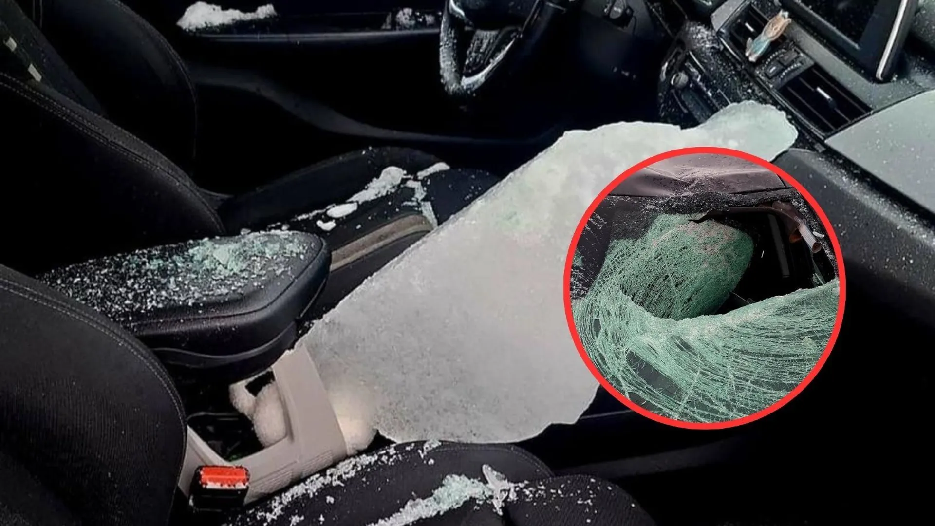 Lód z ciężarówki spadł na osobówkę