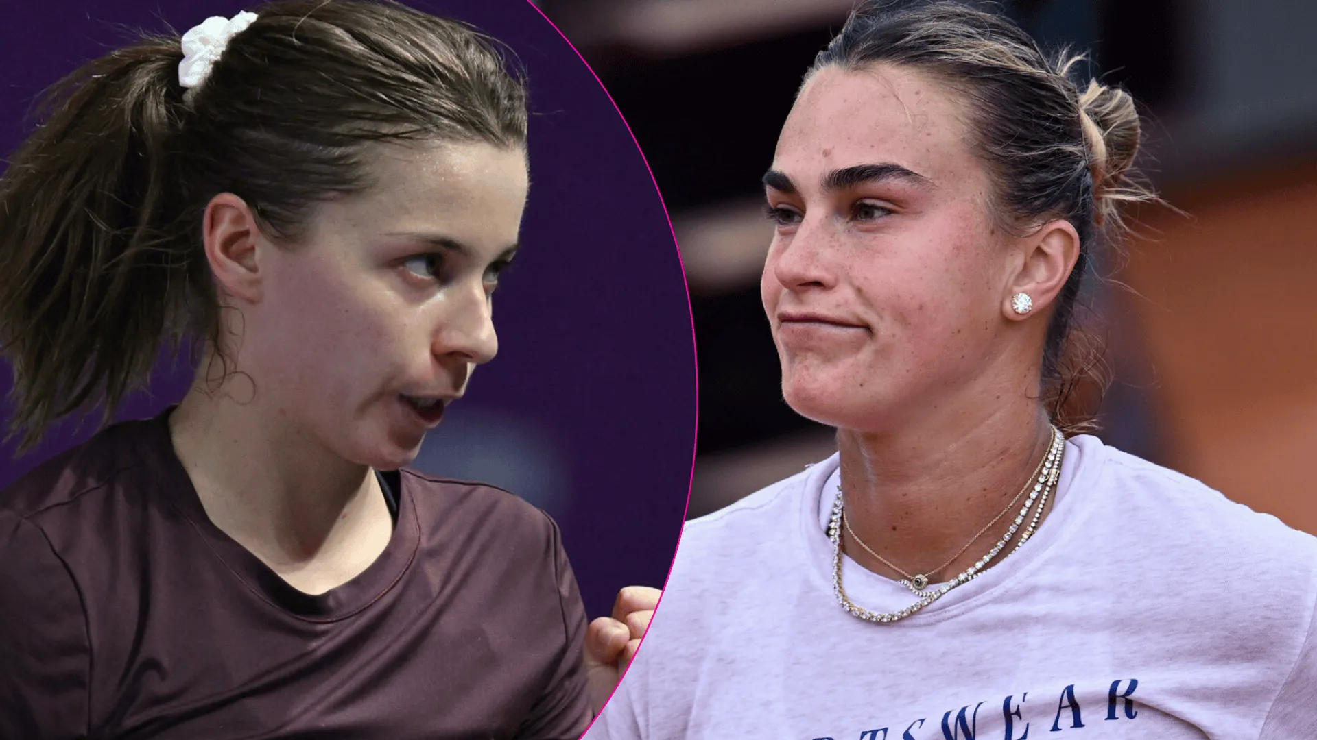 Maja Chwalińska i Aryna Sabalenka na korcie