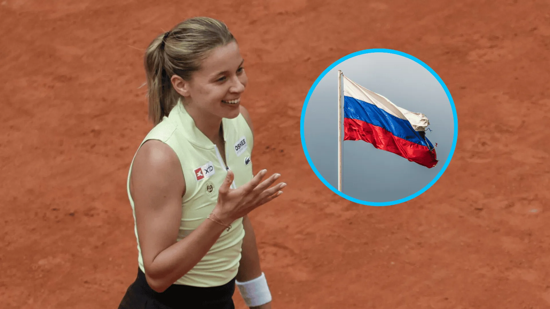 Maja Chwalińska, flaga Rosji (w kółku)