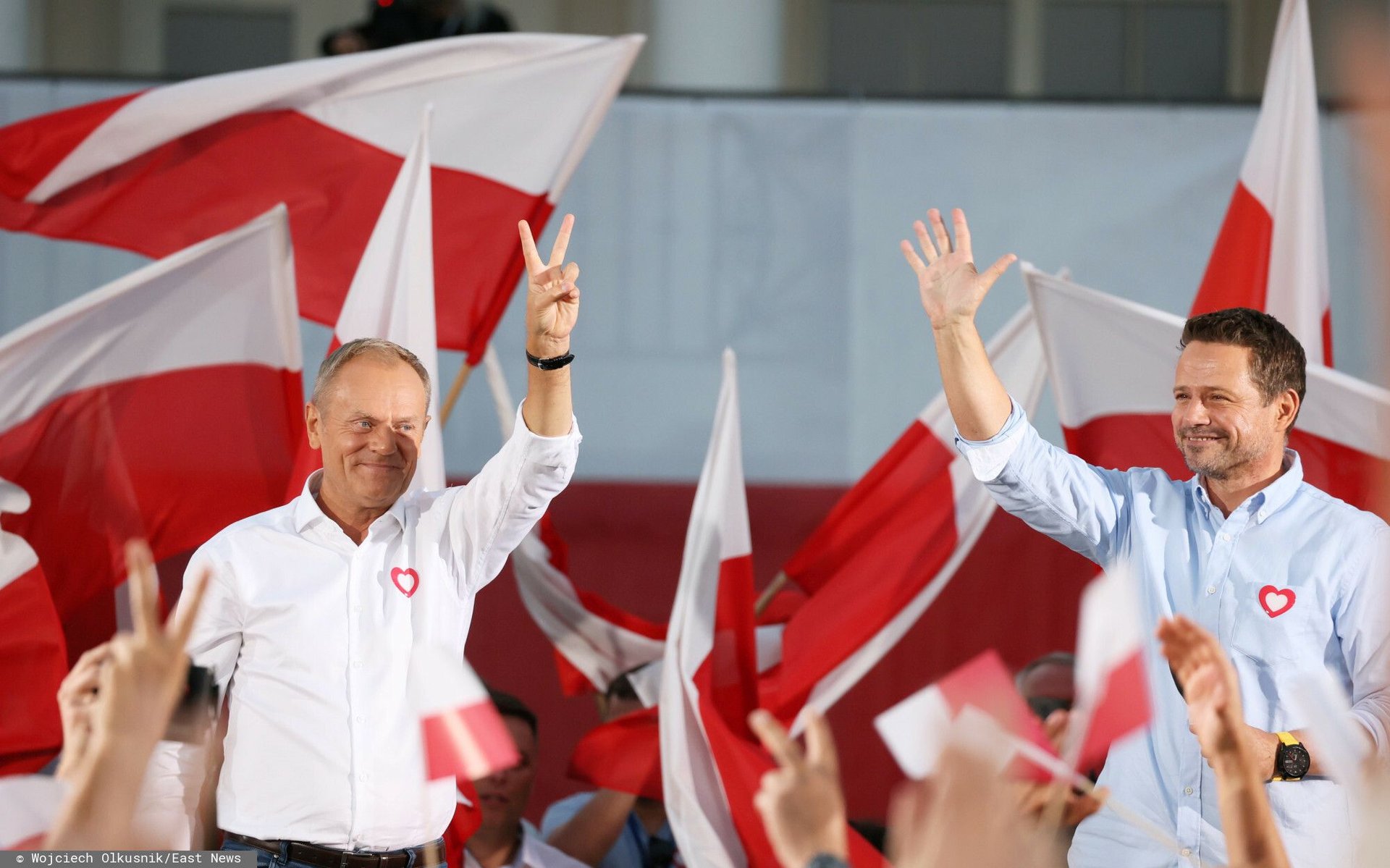 Wiec w Otwocku. Donald Tusk i Rafał Trzaskowski