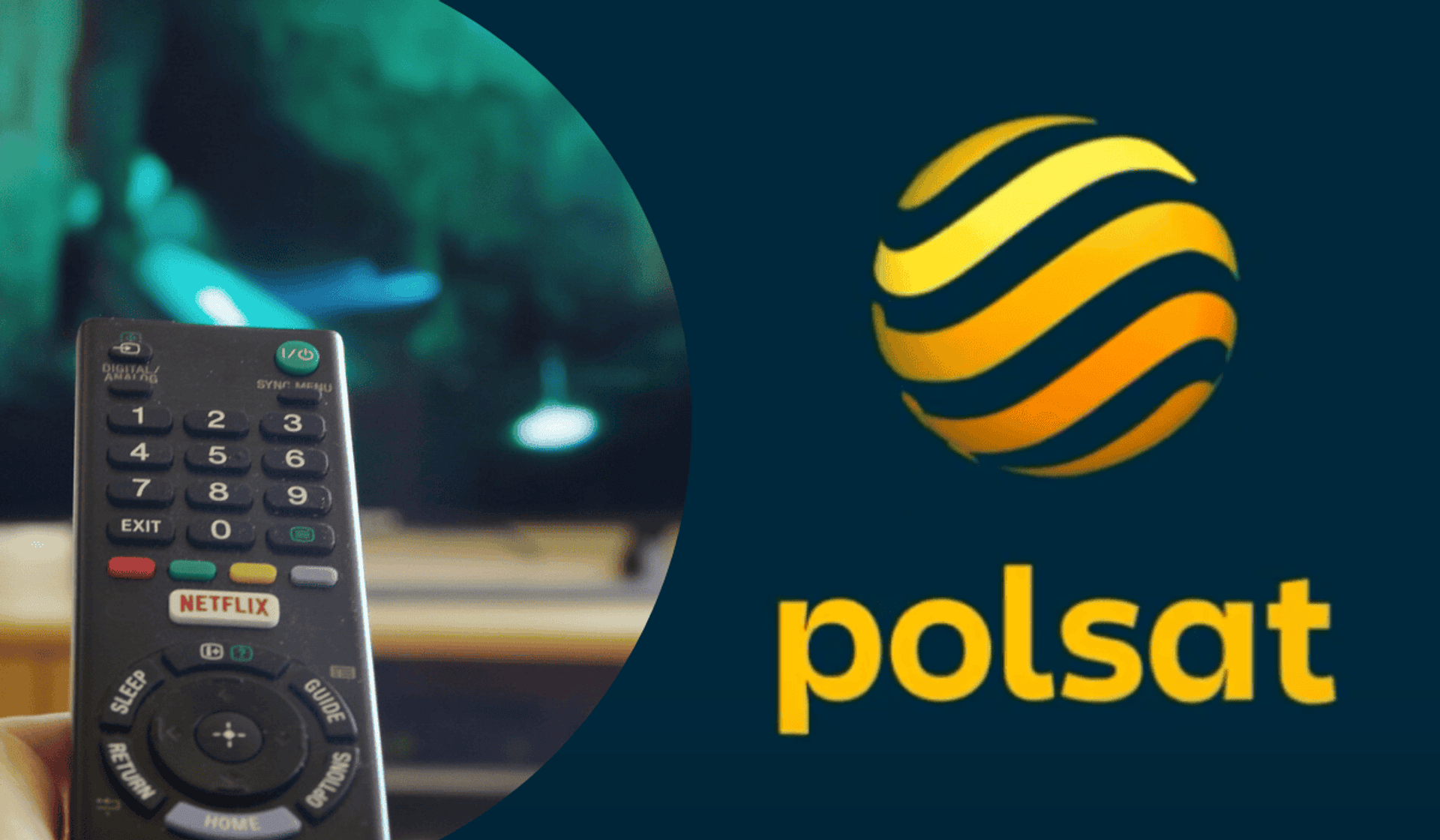 Pilot, telewizor, logo Polsat