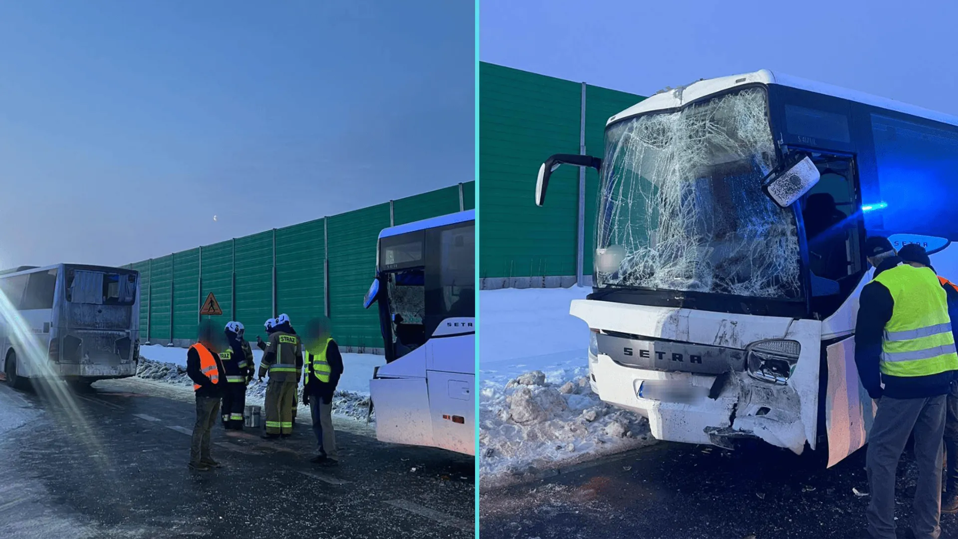 Dramat pod Kroczewem. Dwa autobusy zderzyły się wzdłuż trasy S7