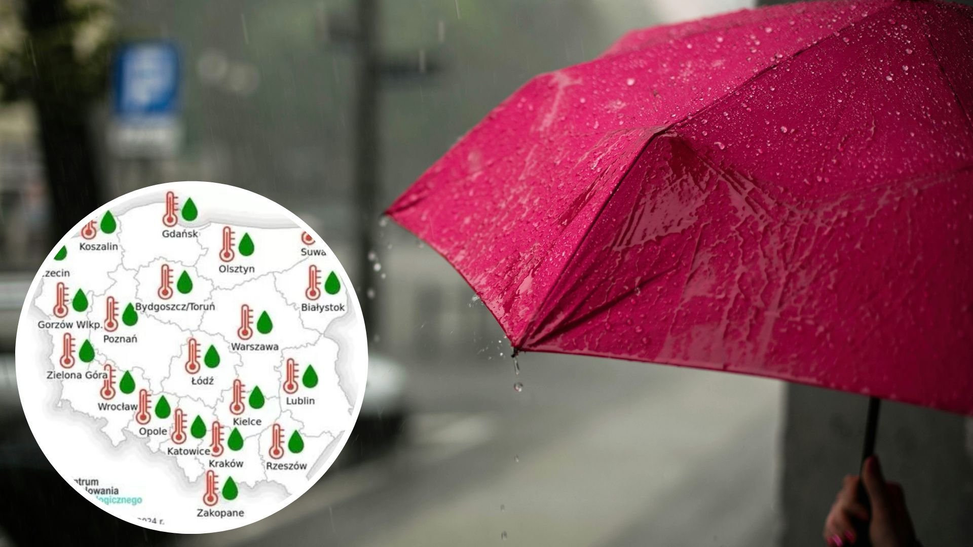 parasolka deszcz ulica mapa