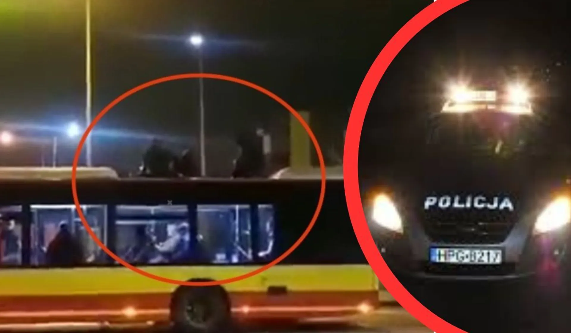 Nastolatkowie na dachu autobusu