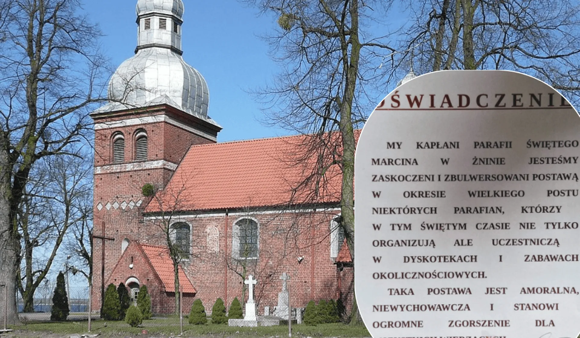 kościół w Żninie, oświadczenie
