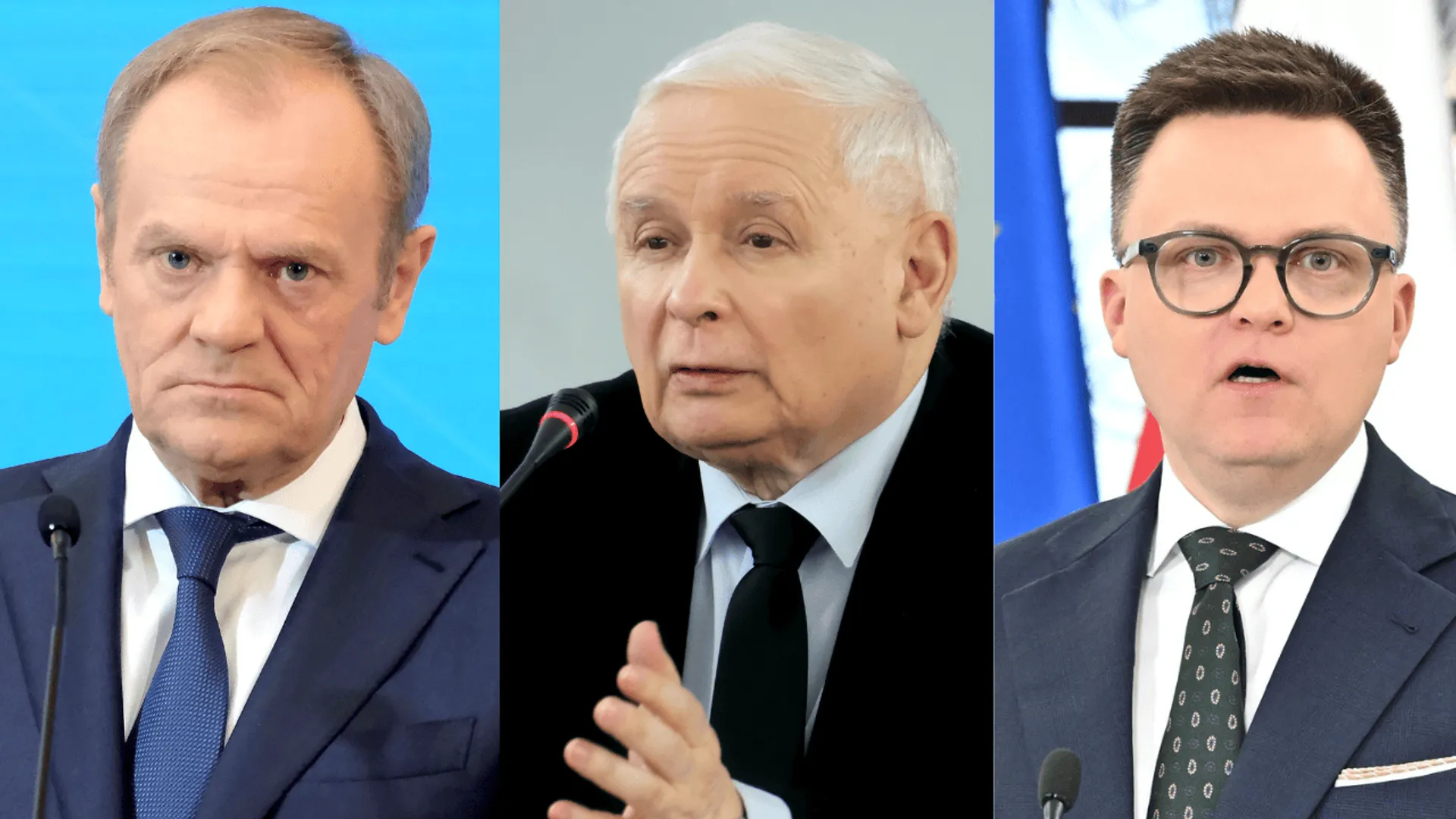 Donald Tusk, Jarosław Kaczyński, Szymon Hołownia