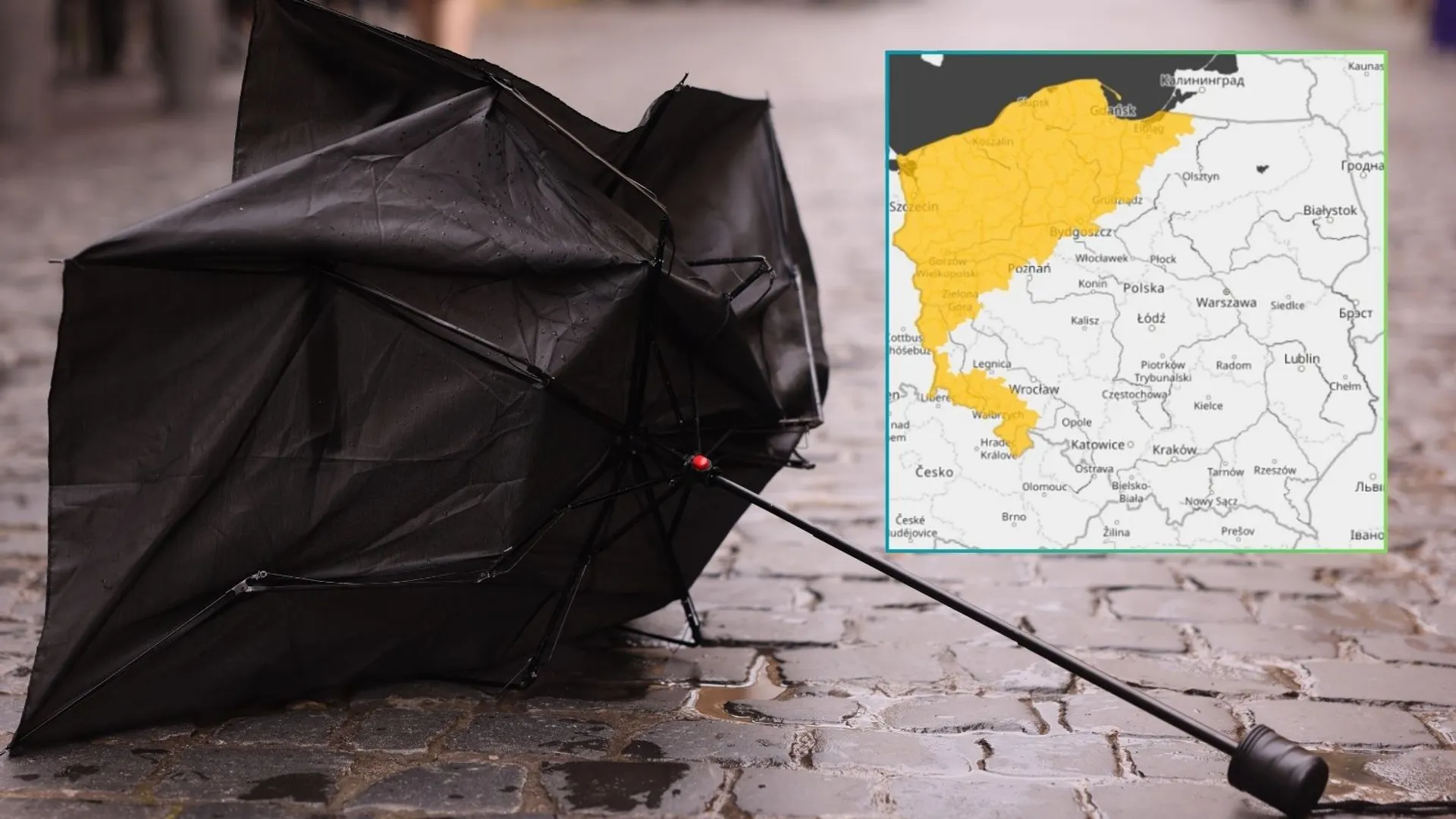 Parasol, silny wiatr, pogoda