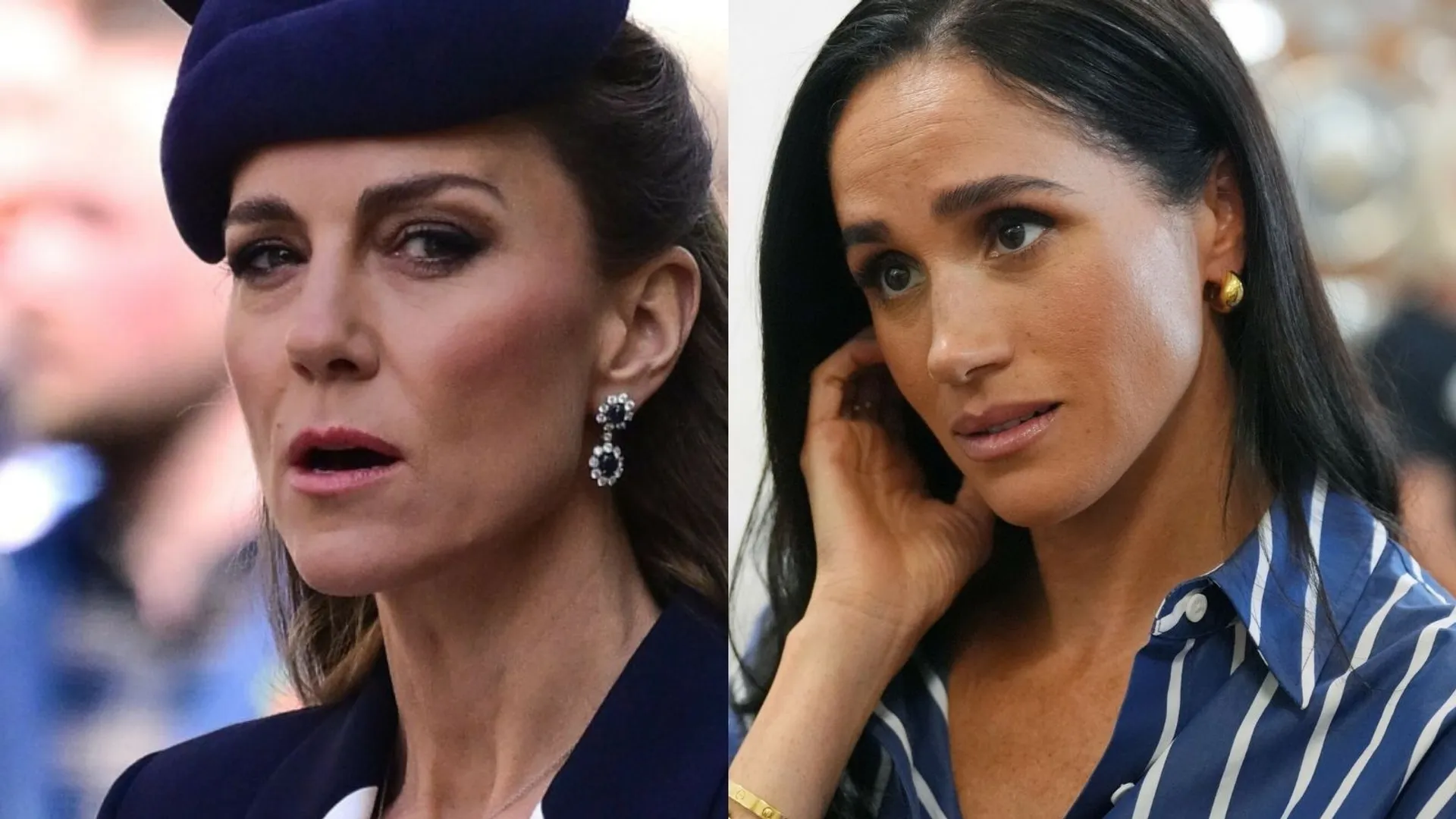 Zmartwione Meghan Markle i księżna Kat