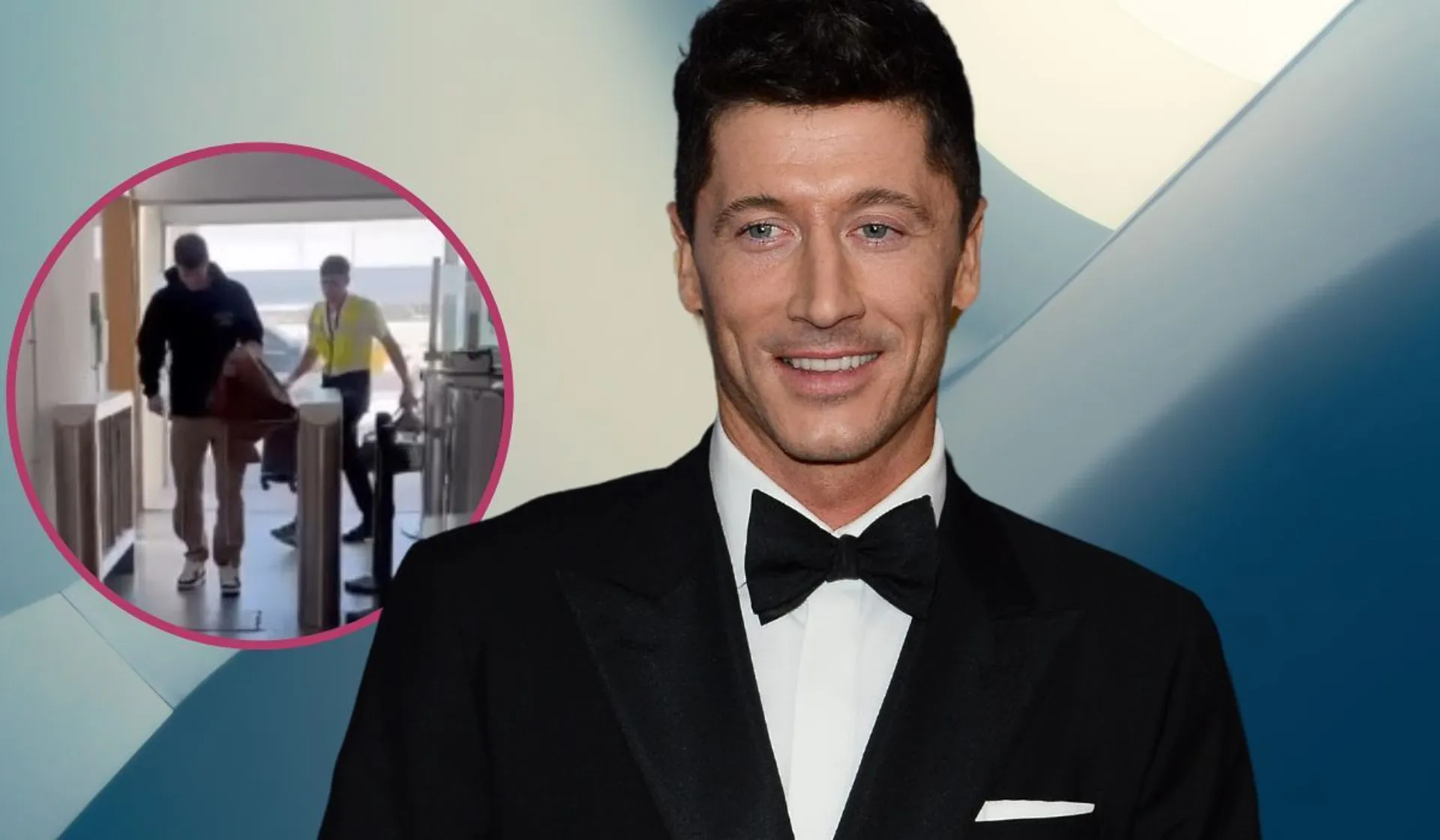 Robert Lewandowski na lotnisku