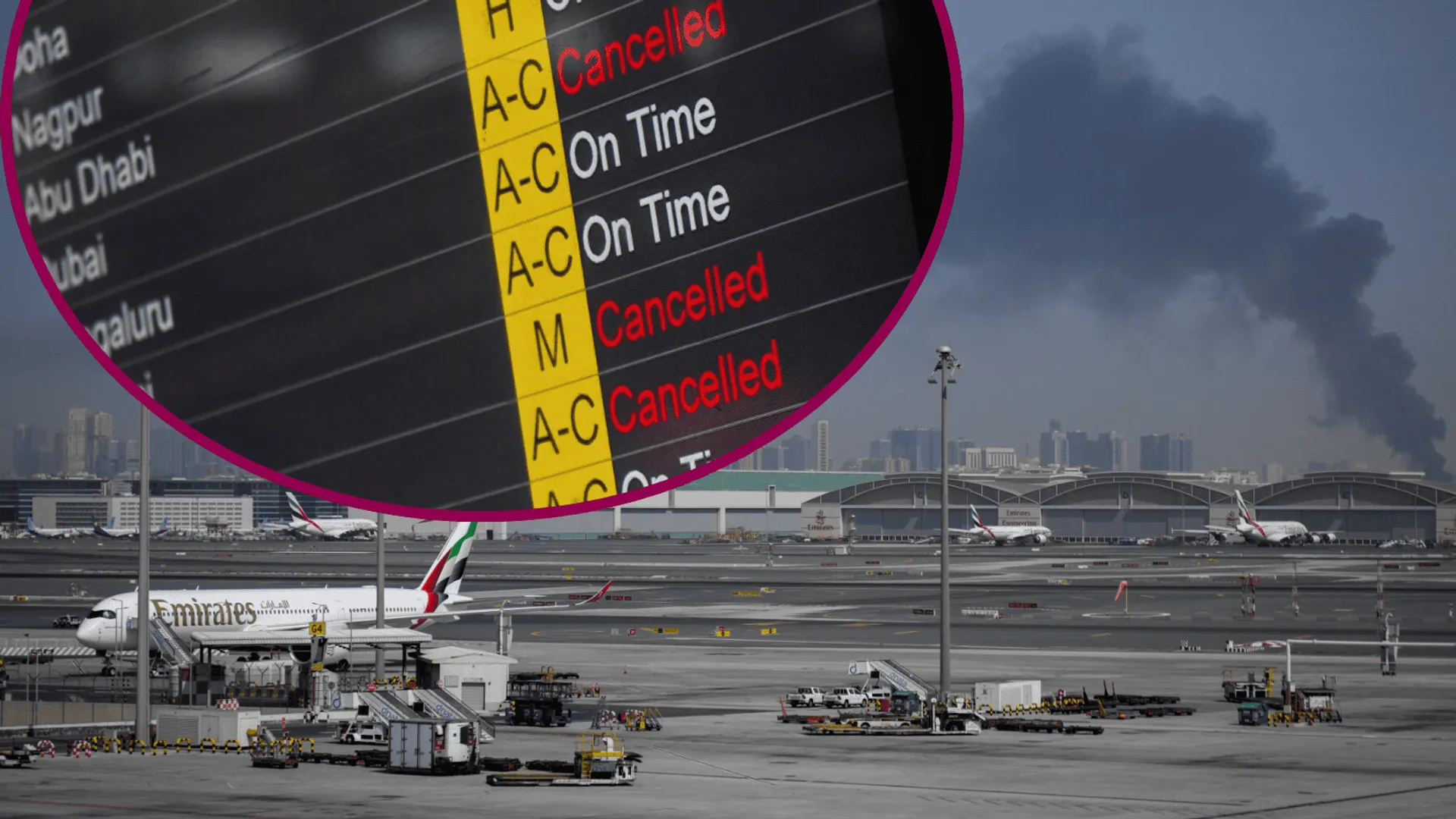 Samoloty linii Emirates zaparkowane na lotnisku międzynarodowym w Dubaju