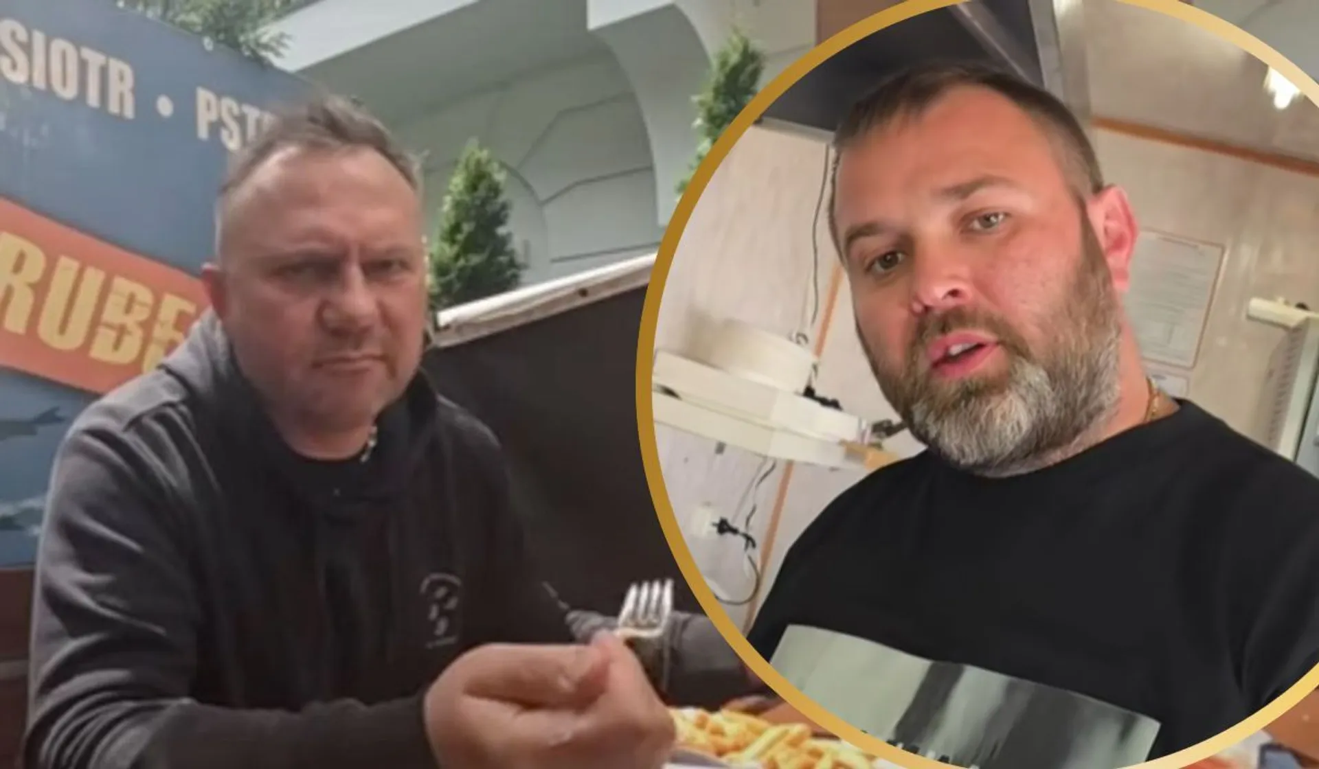 Tomasz Strzelczyk i właściciel smażalni ryb