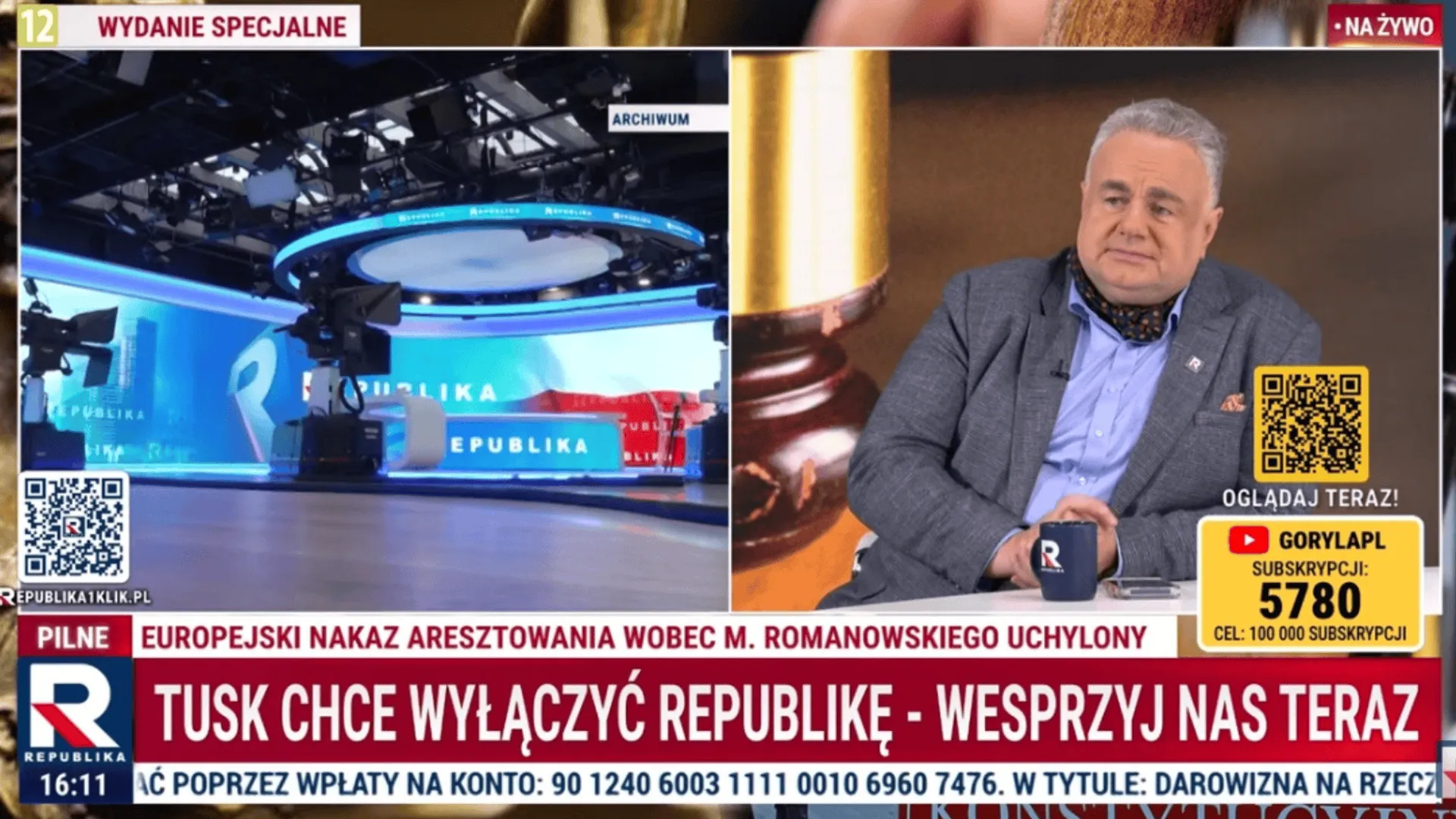 Pasek i polityczny komentarz w trakcie awarii. TV Republika informowała o przerwie w emisji