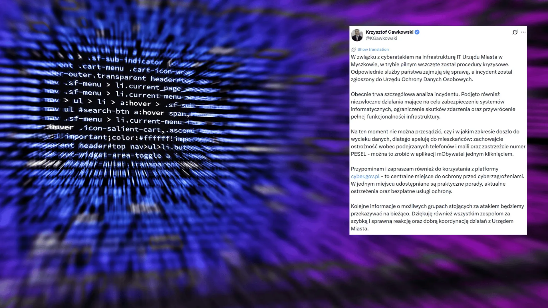 Urząd Miasta w Myszkowie padł ofiarą cyberataku. Jest reakcja ministra cyfryzacji