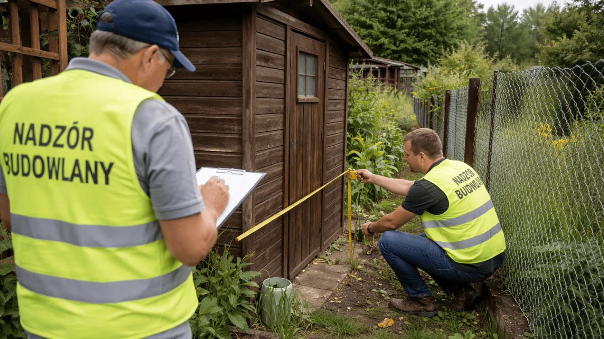 Urzędnicy mierzą działki fot. Gemini