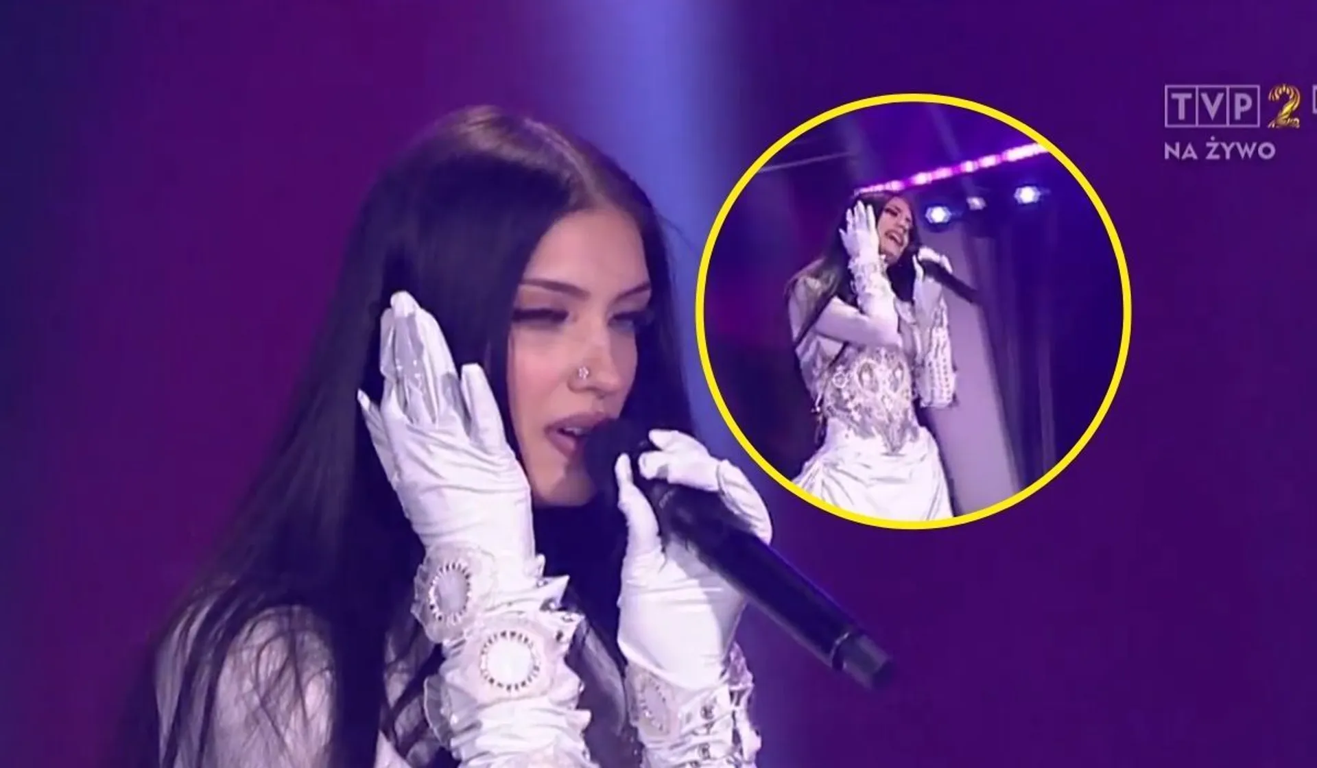 Viki Gabor z wpadką na scenie podczas „Sylwestra z Dwójką”, fot. kadr z programu „Sylwester z Dwójką”