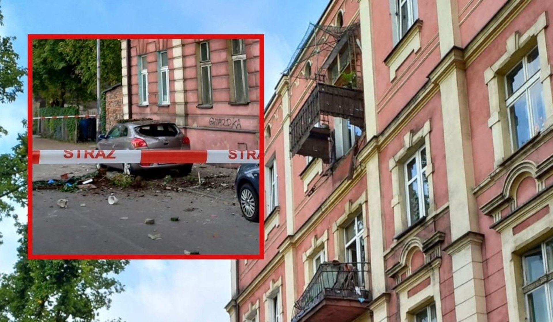 W Sosnowcu zawalił się balkon