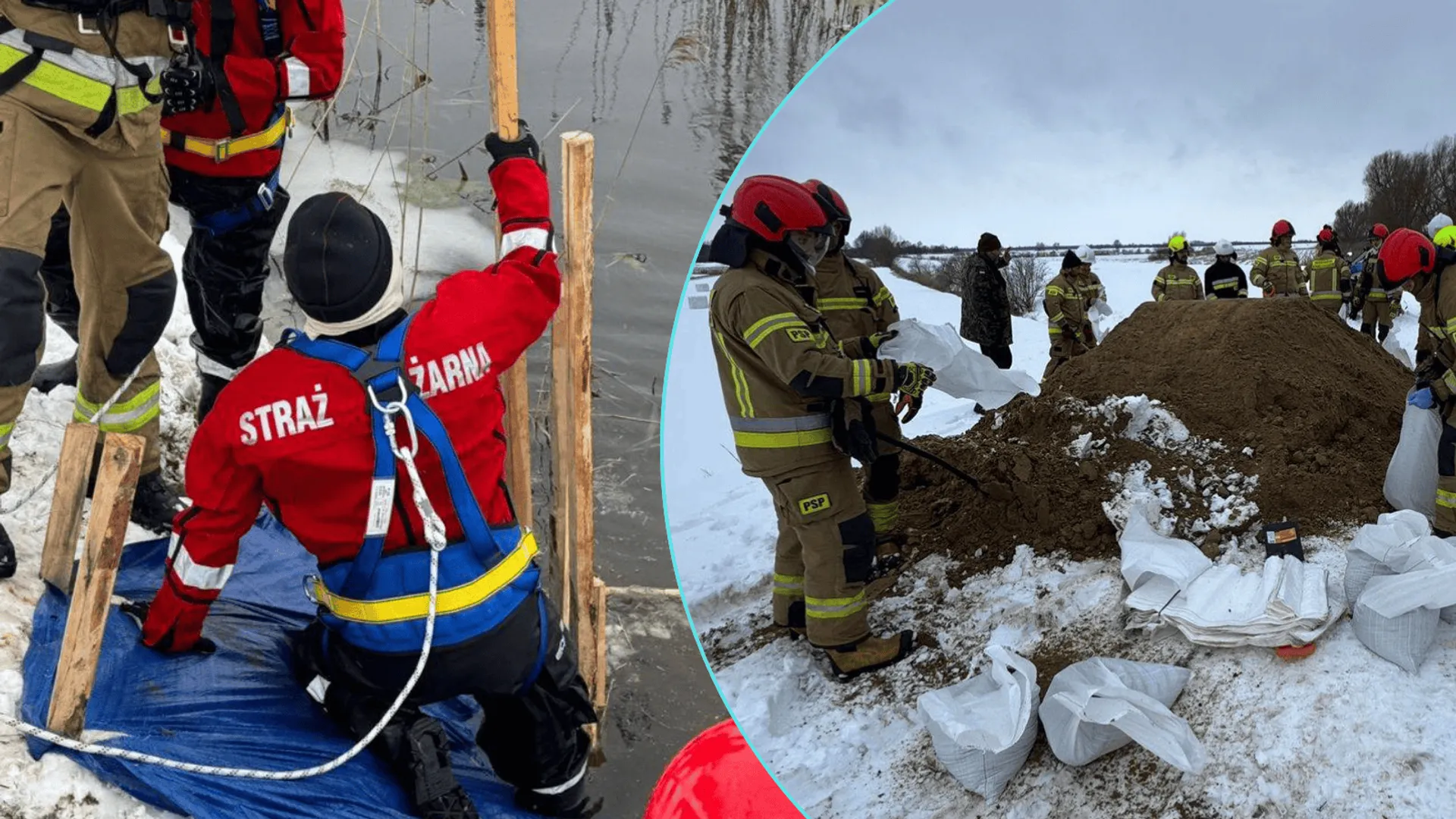Zima paraliżuje Warmię i Mazury: Uszkodzony wał, brak prądu i śmigłowce nad torami
