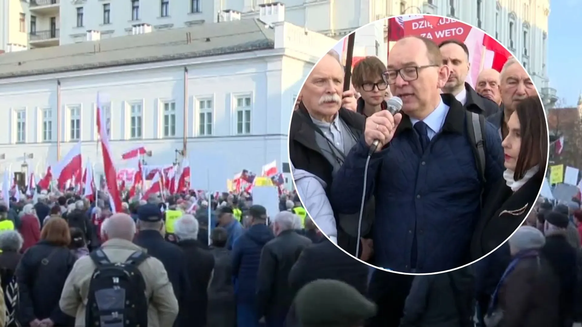 Wiec poparcia dla Karola Nawrockiego przed Pałacem Prezydenckim