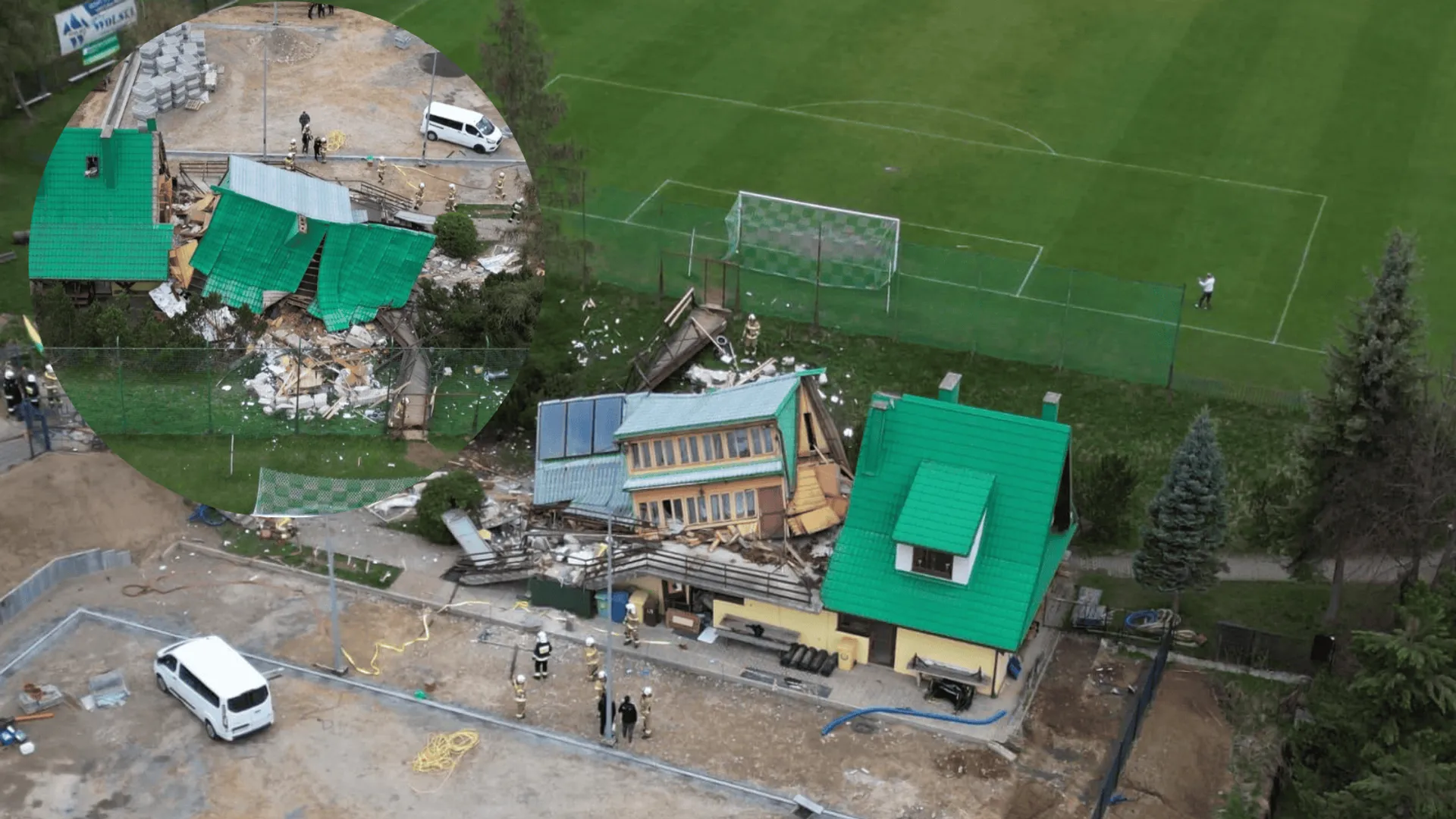 Wybuch gazu w na stadionie w Maniowach