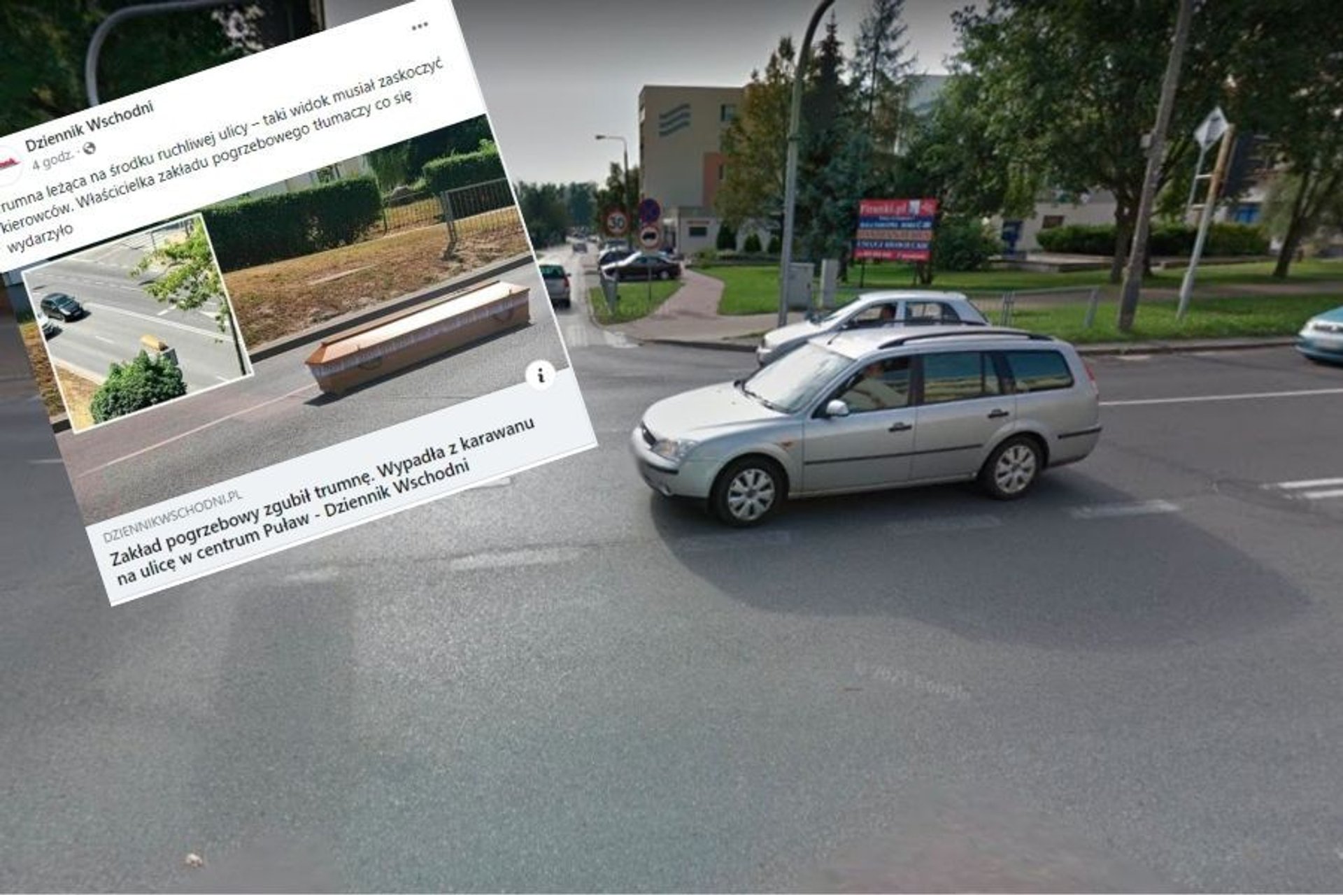 Karawan zgubił trumnę na środku ruchliwej ulicy. Mieszkańcy Puław przecierali oczy ze zdumienia