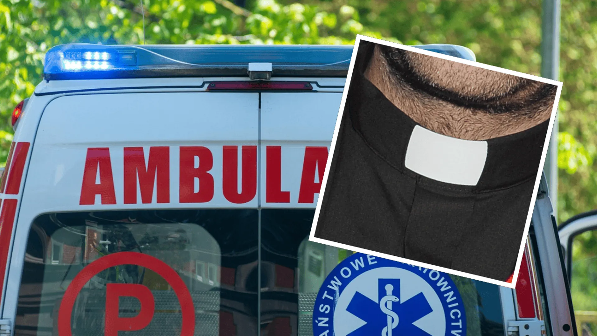 Ambulans, karetka, ksiądz